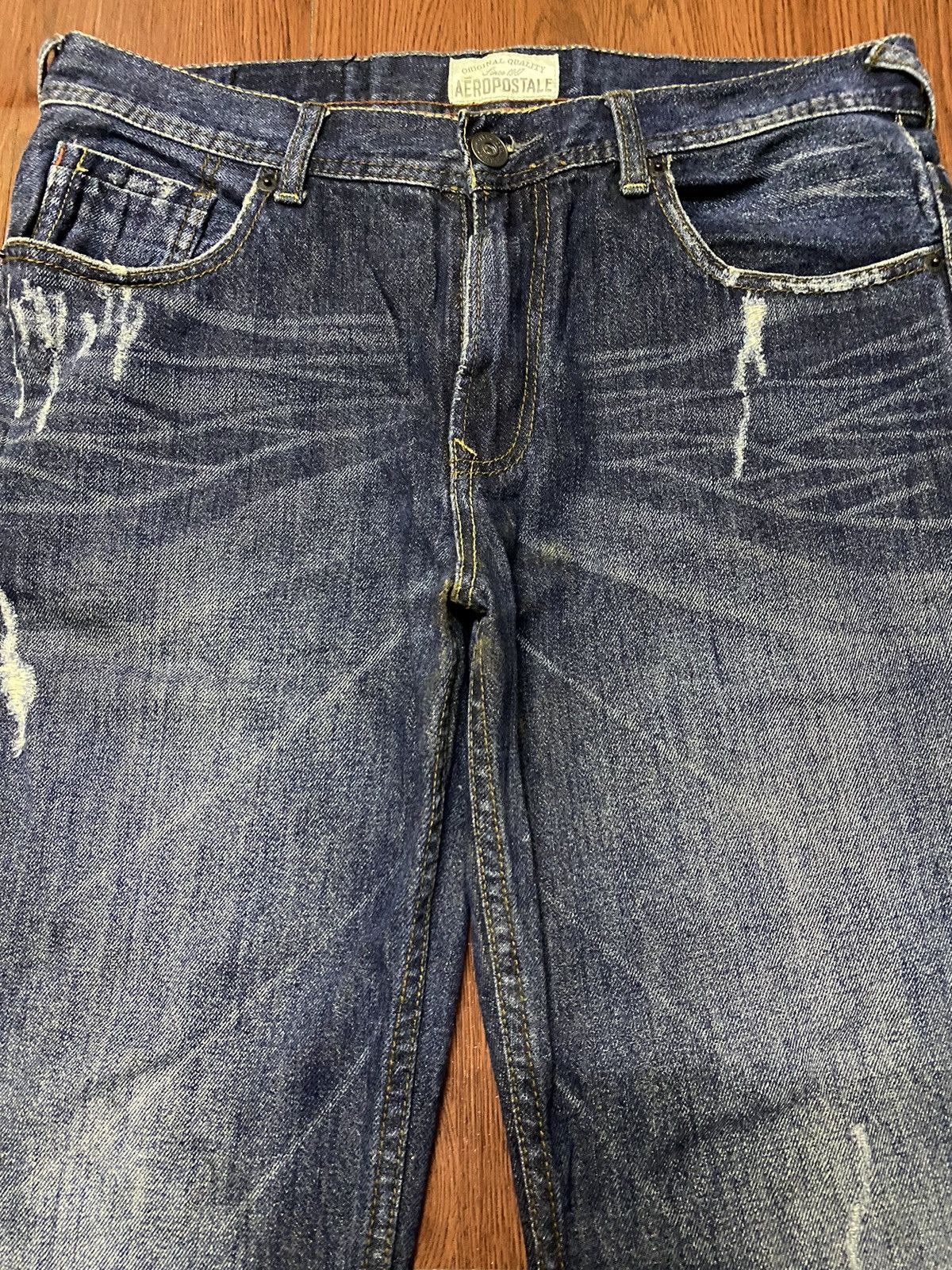 Aeropostale Vintage Aeropostale Slim bootcut Blue Wash Distressed Jeans Size US 34 / EU 50 - 3 Thumbnail