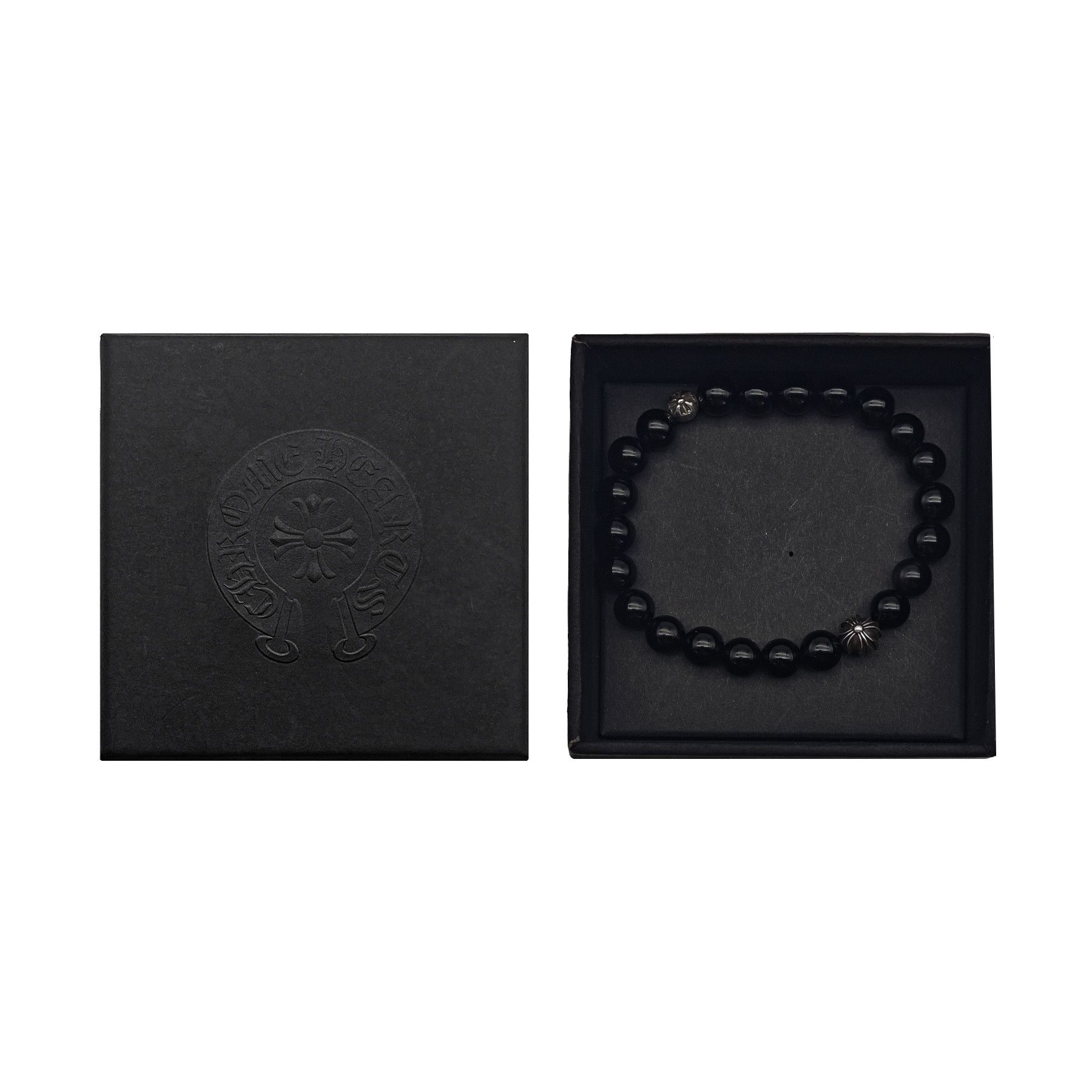 Chrome Hearts Chrome Hearts 8mm Obsidian Double Silver Cross Bracelet Size ONE SIZE - 4 Thumbnail
