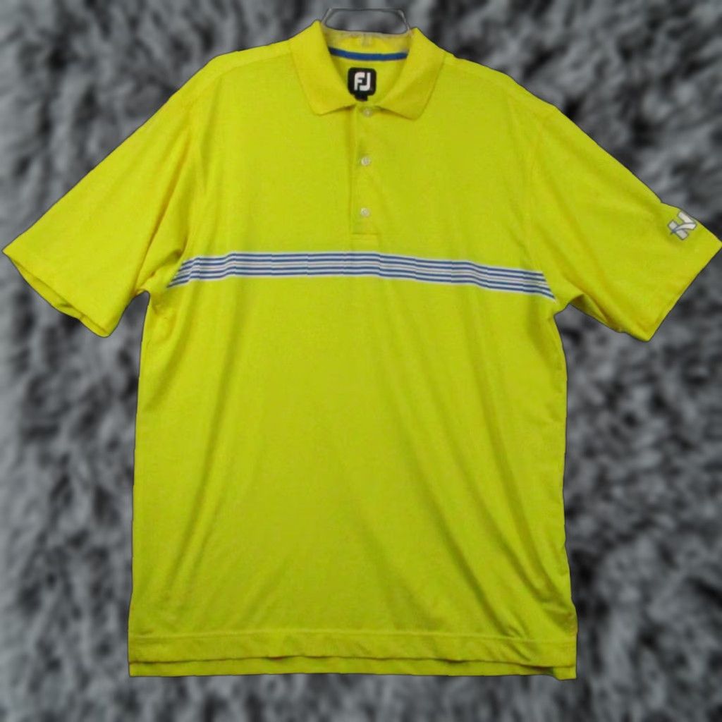Footjoy VINTAGE Footjoy FJ Shirt Large Men Polo Short Sleeve Golf Neon Yellow Stripe Size US L / EU 52-54 / 3 - 1 Thumbnail