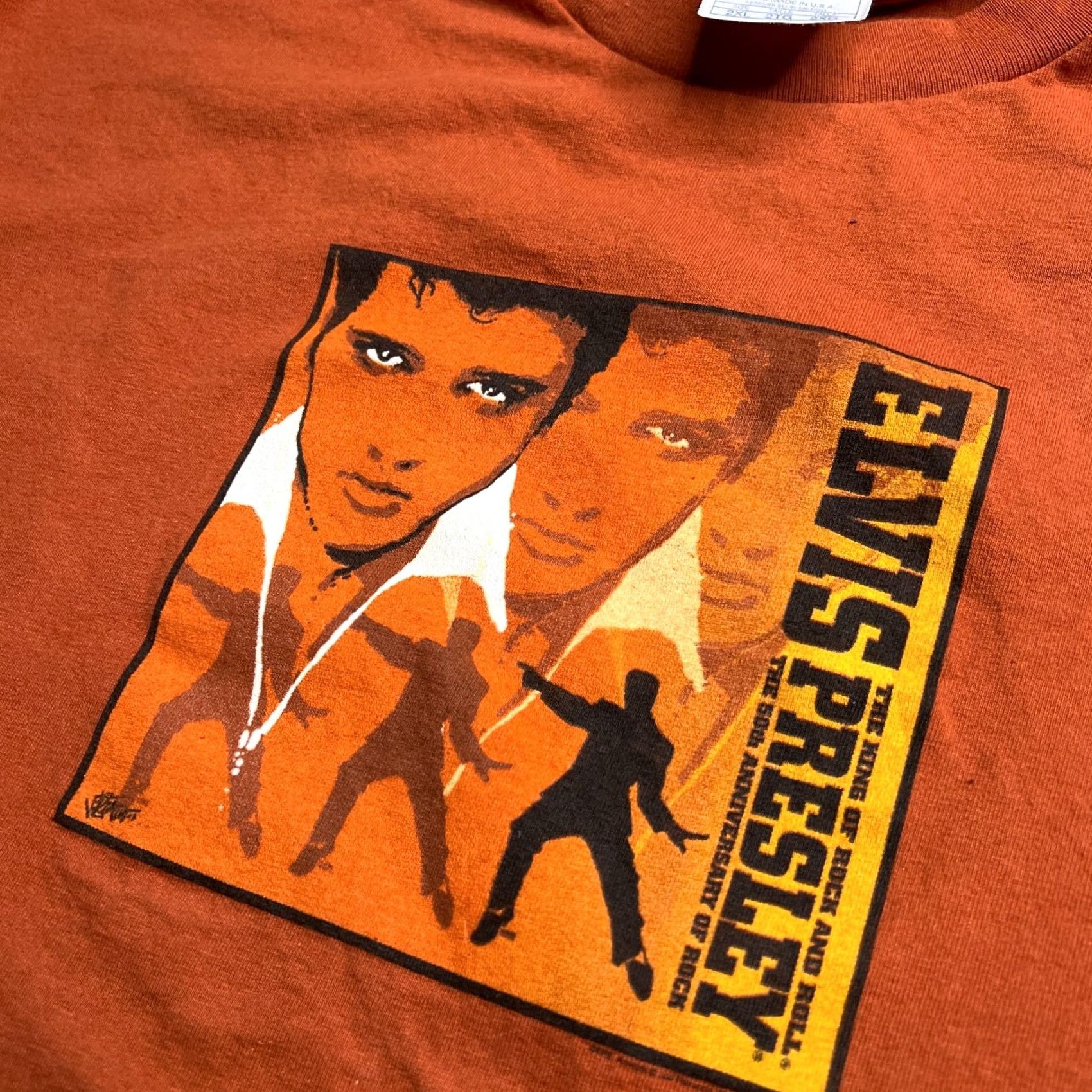 Vintage VINTAGE Elvis Presley Graphic T-Shirt Orange Mens 2XL Alstyle Cotton Music Tee Size US XXL / EU 58 / 5 - 2 Thumbnail