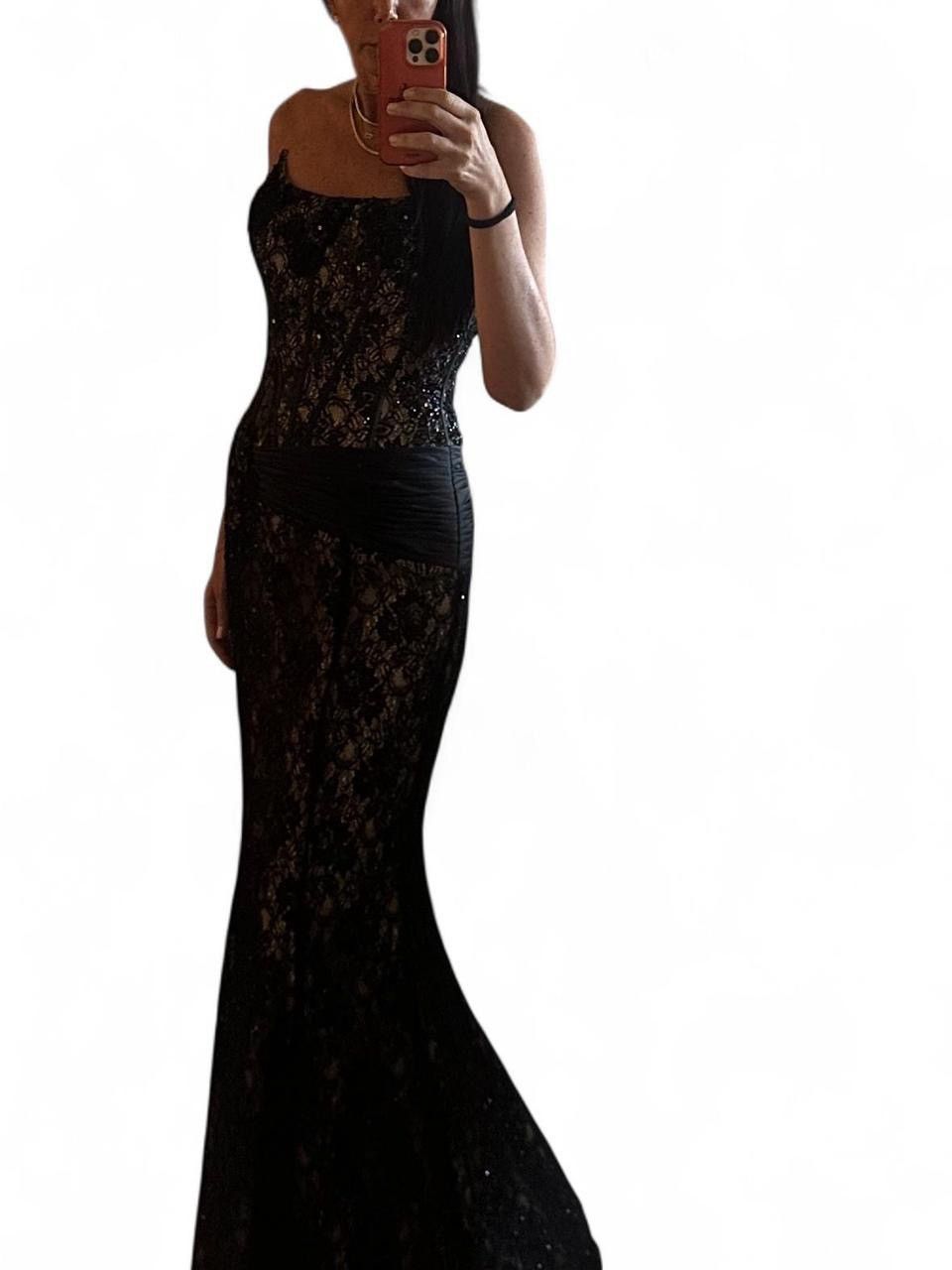 Absolutely Stunning Black Lace Boned Bustier Mermaid Gown