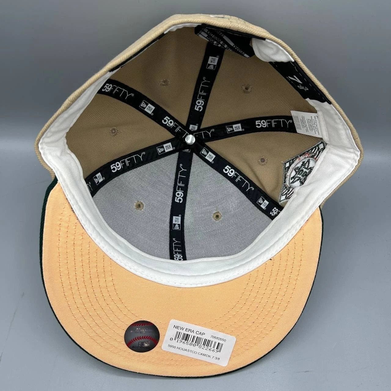 New Era Houston Astros Hat Men 7 3/8 Beige Green MLB Fitted Cap New Size ONE SIZE - 2 Thumbnail