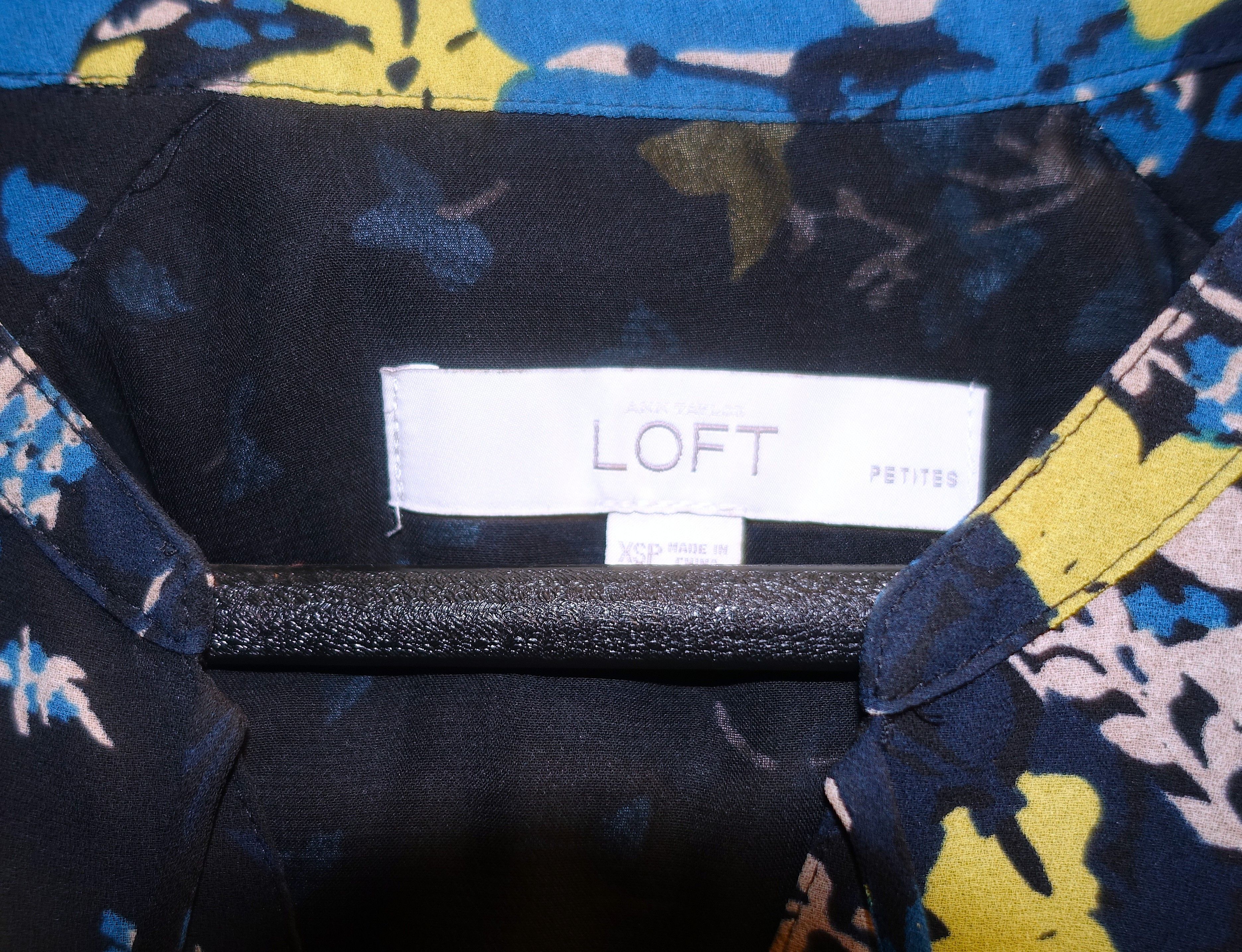 Loft Ann Taylor Loft Blue Gold Shirt Dress Petite XS Size XS / US 0-2 / IT 36-38 - 7 Thumbnail