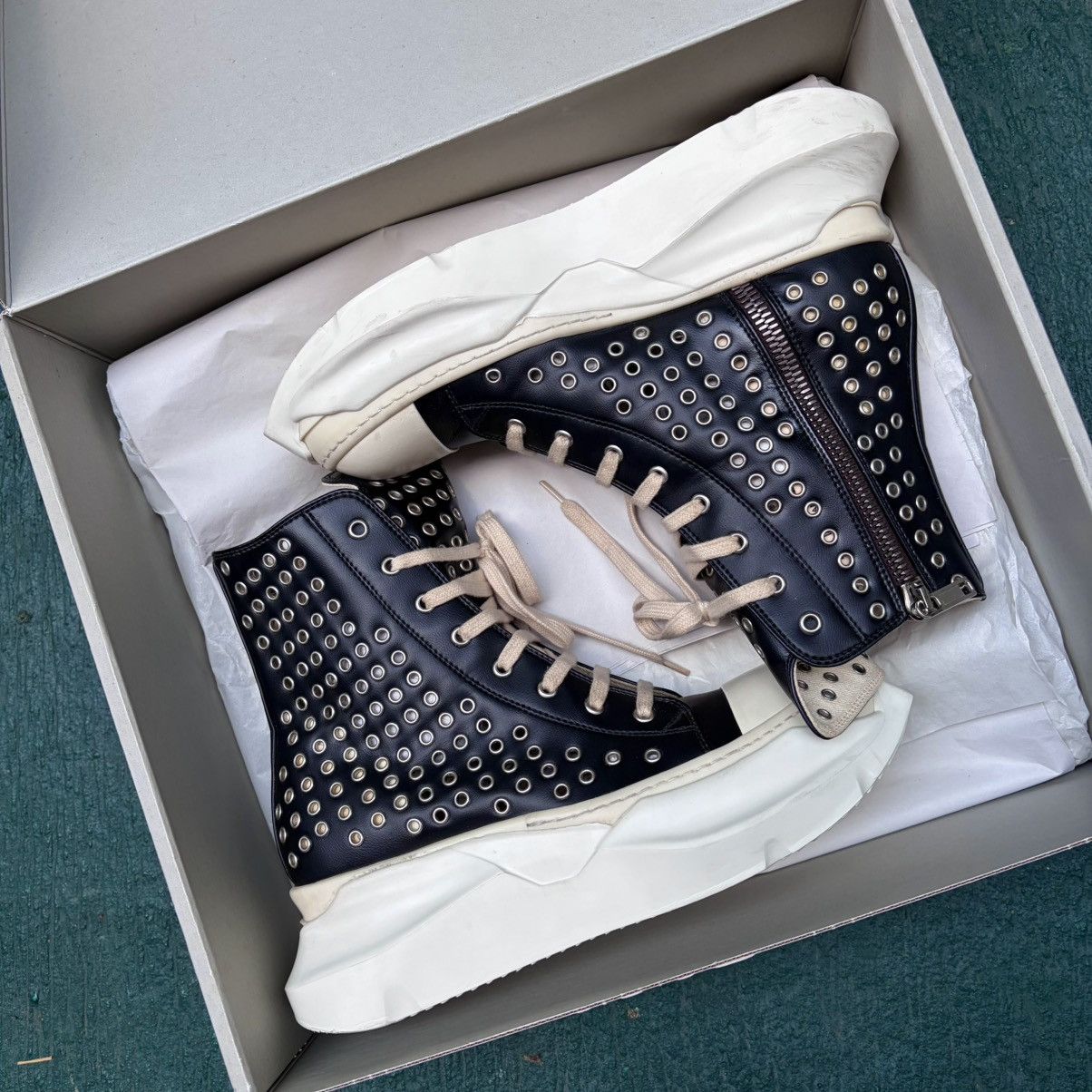 Rick Owens Drkshdw Rick Owens DRKSHDW Abstract Gimp Eyelets Ramones High Size US 8 / EU 41 - 6 Thumbnail