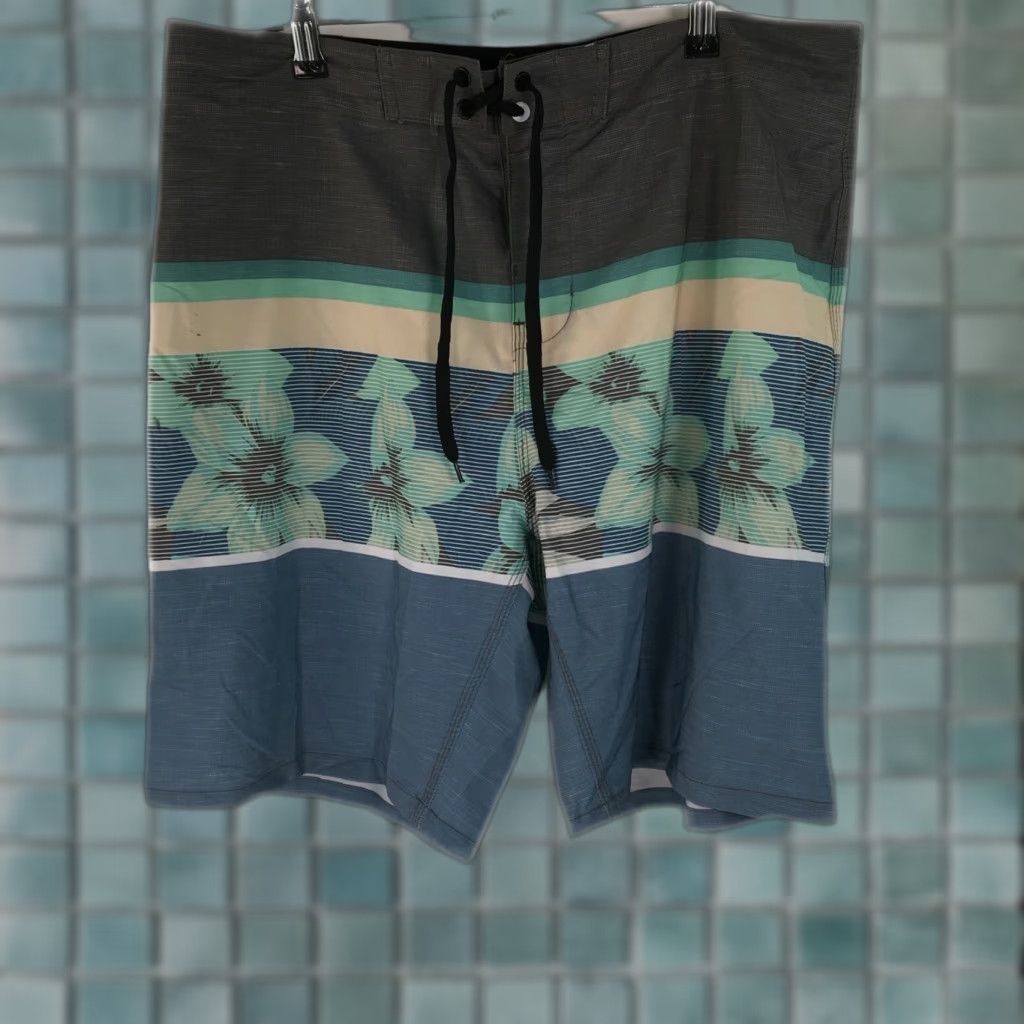 Vintage VINTAGE Orageous Mens Board Shorts Swim Trunks Gray Blue 33 Regular Size 33 Drawstring Mens Swimwear 90s? Size US 33 - 1 Thumbnail