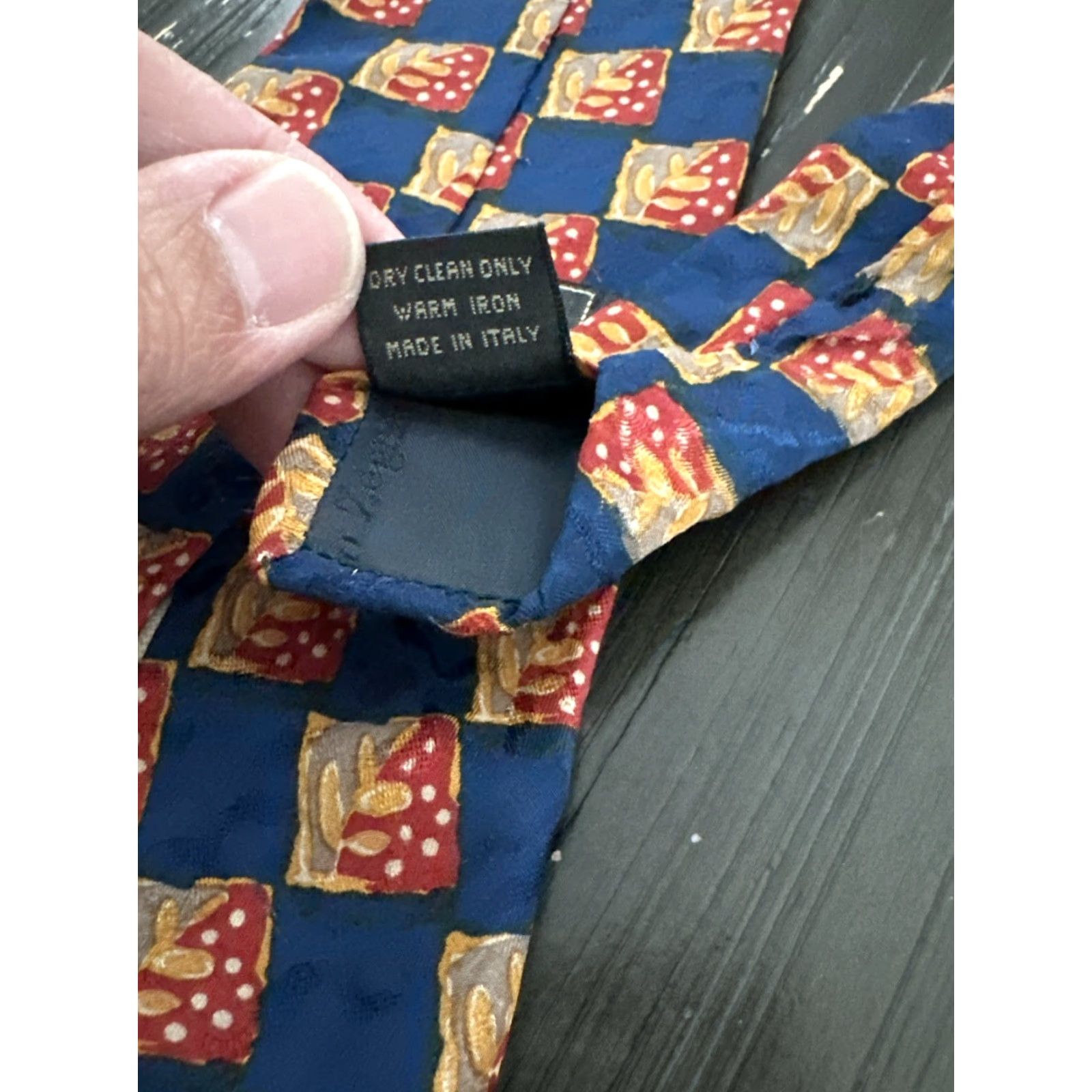 Ermenegildo Zegna VINTAGE Ermenegildo Zegna Silk Tie Classic Geometric Blue Red Leaf One Size Italy Mens Size ONE SIZE - 5 Thumbnail