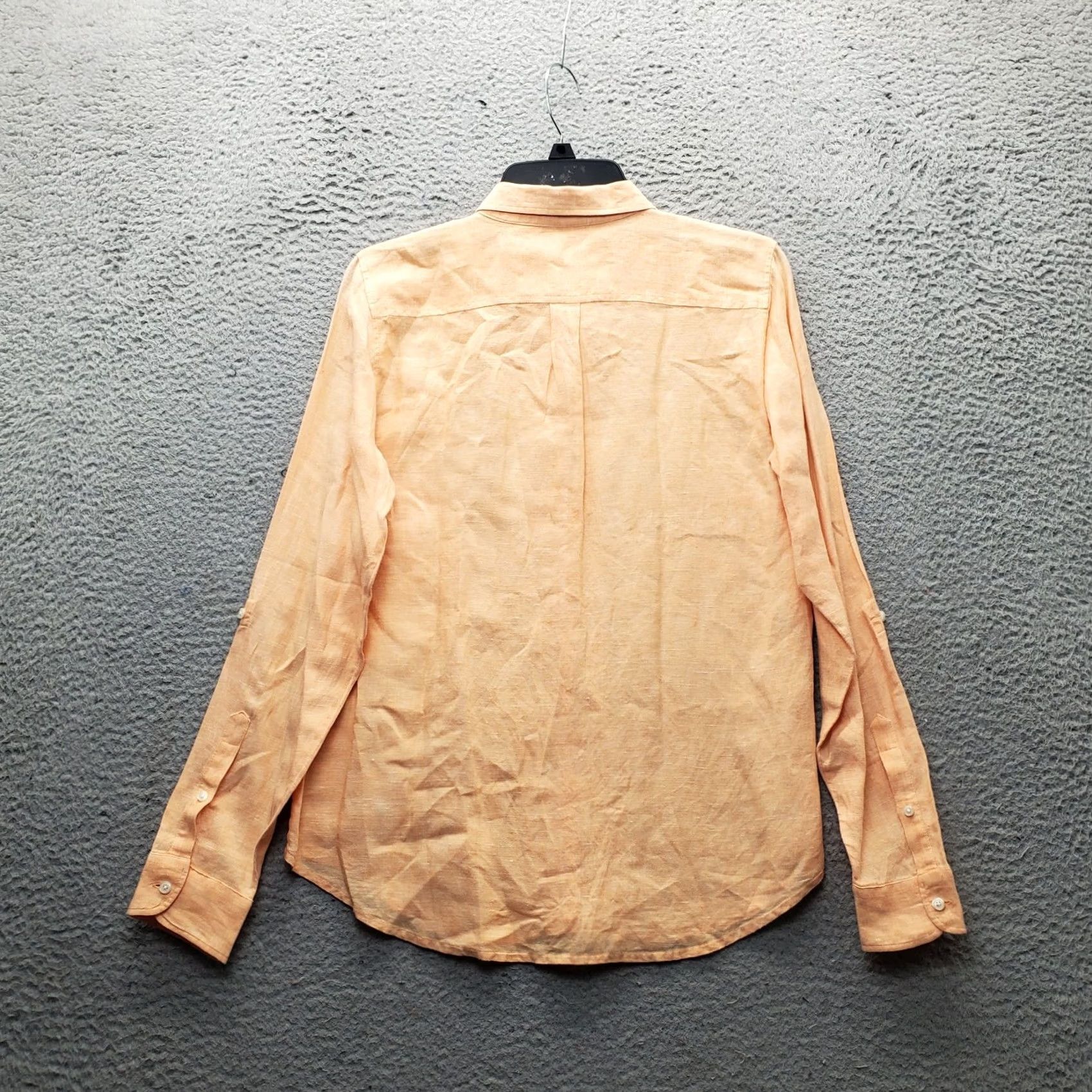 Nautica Nautica Shirt Women Size M Orange Linen Pintuck Embroidered Logo Roll Tab Sleeve Size M / US 6-8 / IT 42-44 - 2 Thumbnail