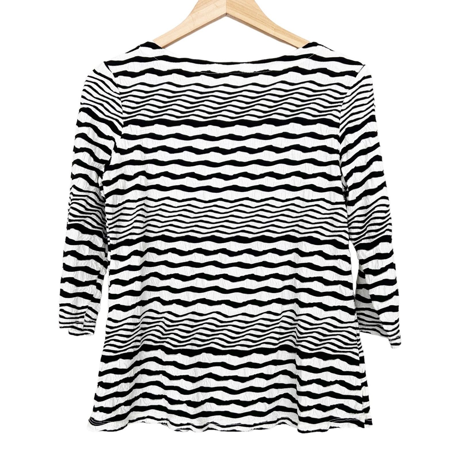 Other Tianello Black White Striped 3/4 Sleeve Shirt Sz M Size M / US 6-8 / IT 42-44 - 5 Thumbnail