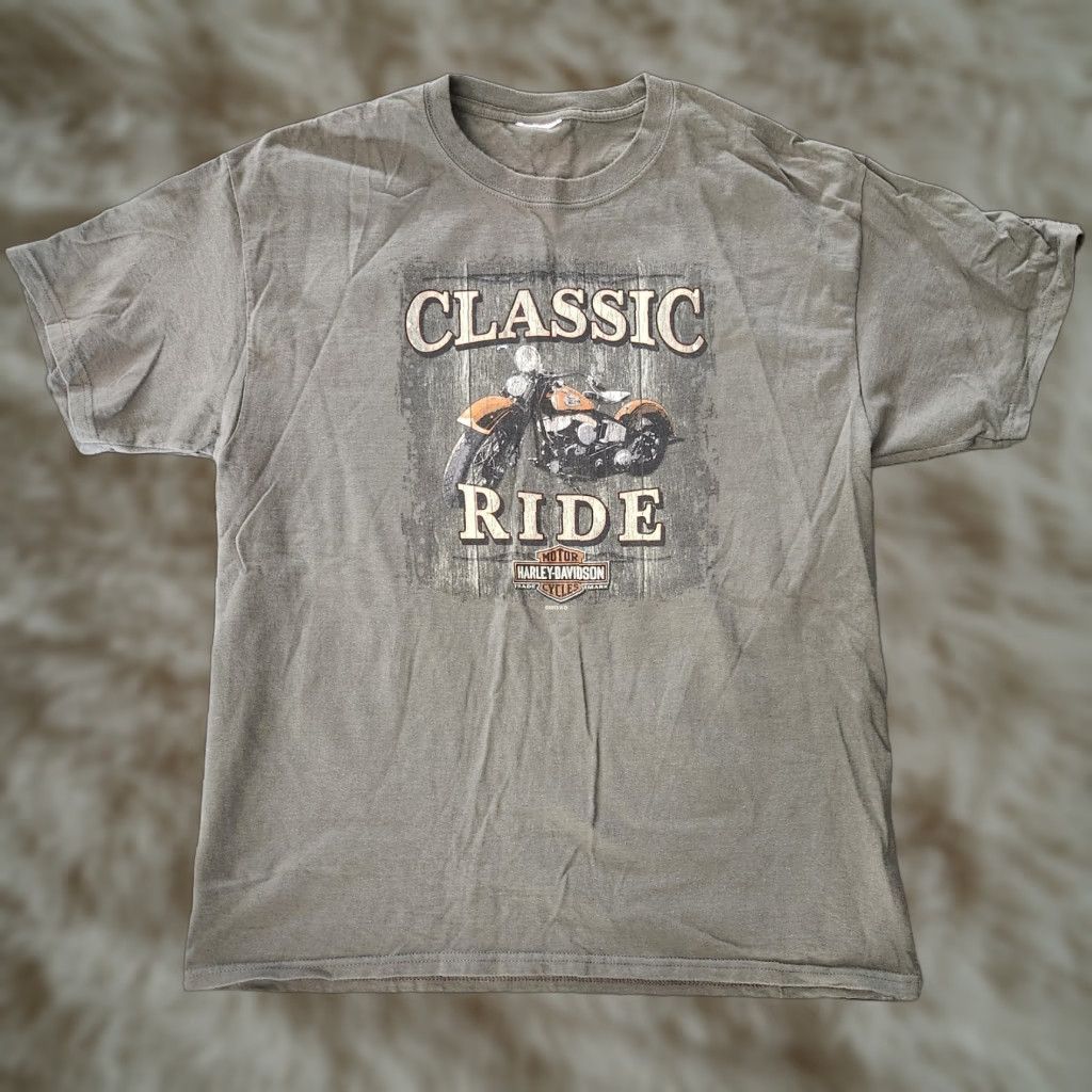 Harley Davidson Harley-Davidson T Shirt Tee Mens Large Gray Double Sided Ottawa Illinois Dealer Size US L / EU 52-54 / 3 - 1 Thumbnail