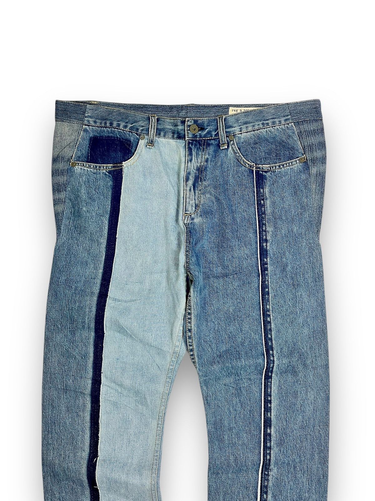 Rag & Bone Rag & Bone Reconstructed Two Tone Release Hem Denim Pants Size US 38 / EU 54 - 3 Thumbnail