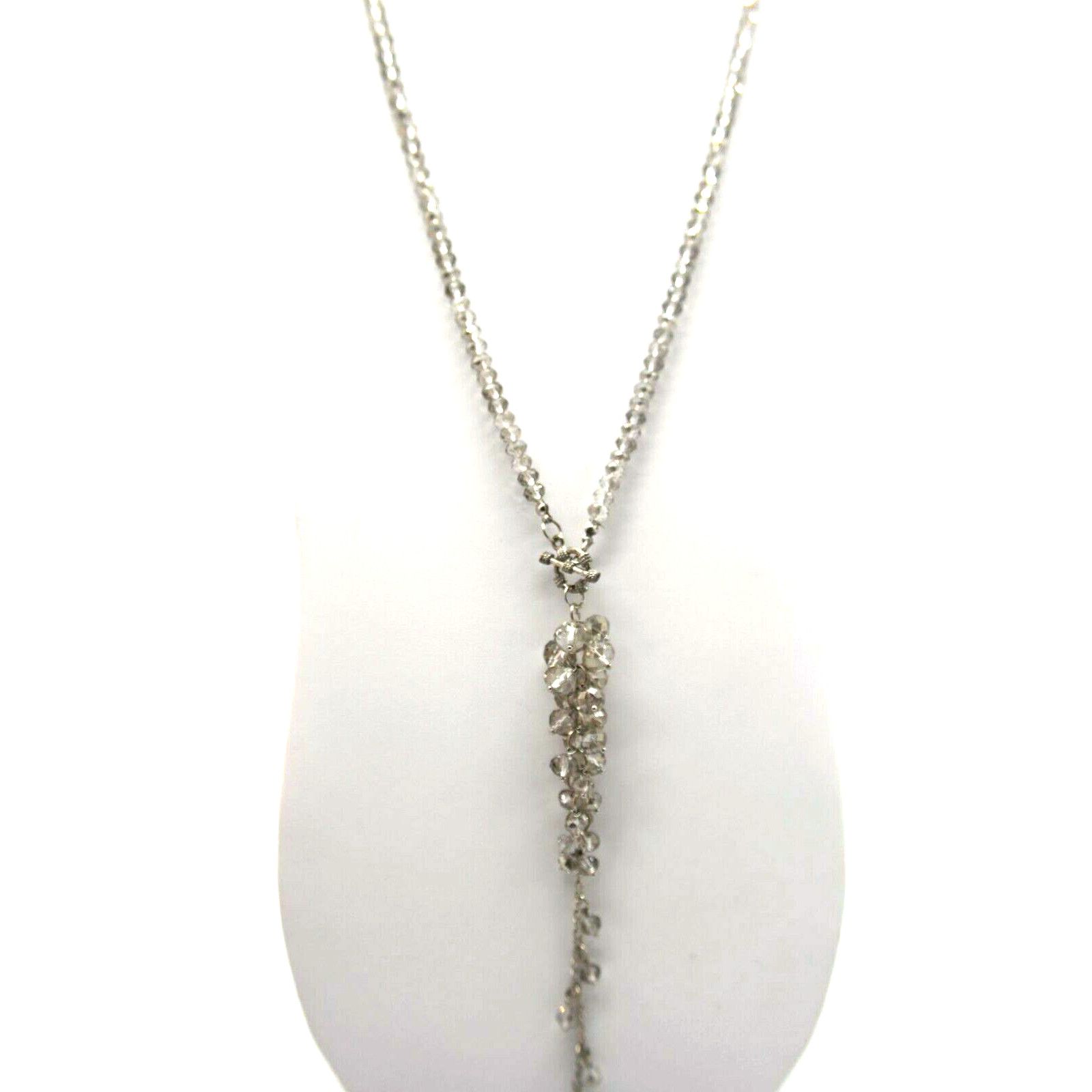 Other Sparkling Smokey Silver Crystal Bead Necklace Lariat Toggle Size ONE SIZE - 3 Thumbnail