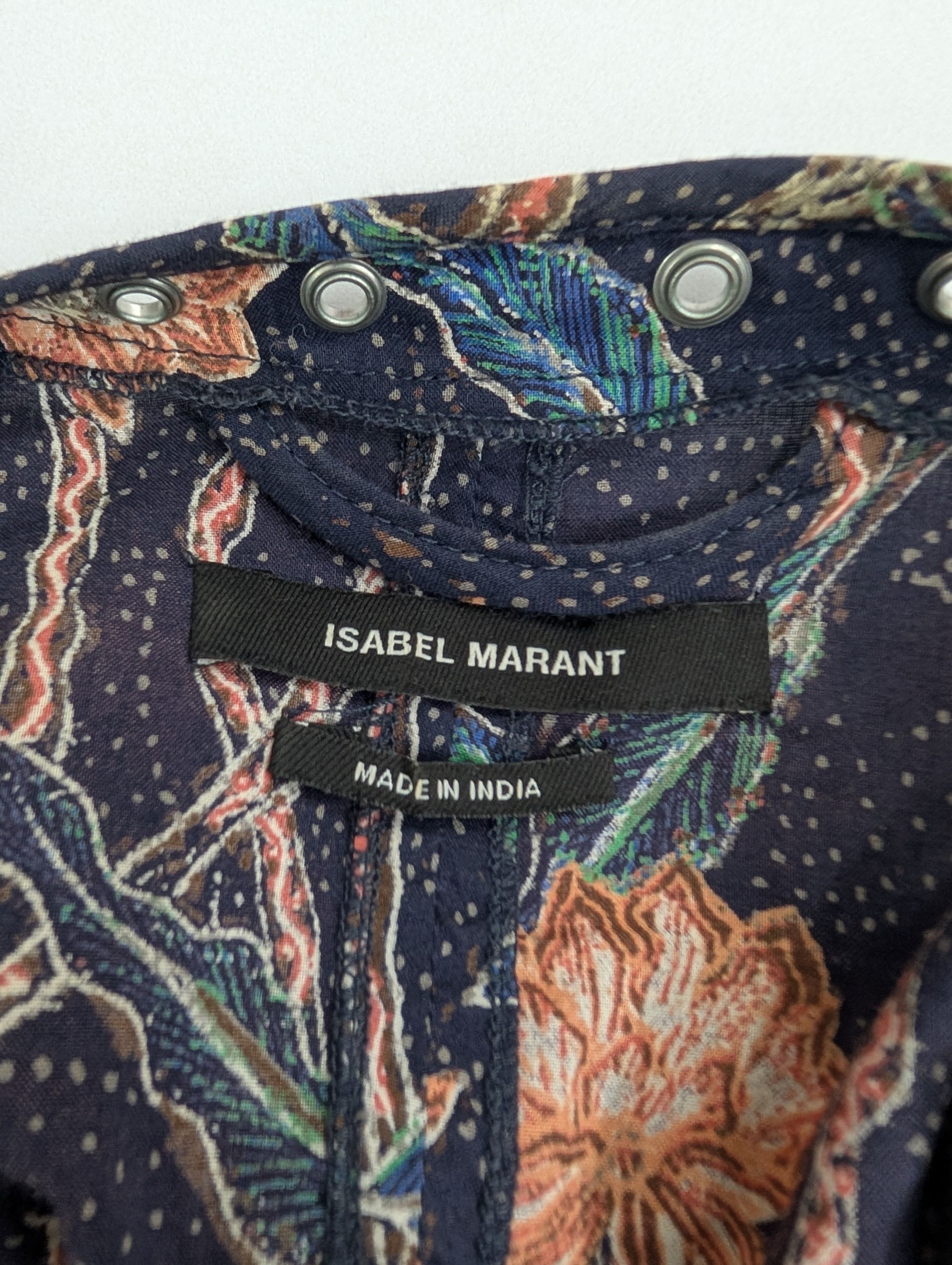 Isabel Marant Navy Overall Printed Dress Size XS / US 0-2 / IT 36-38 - 5 Thumbnail
