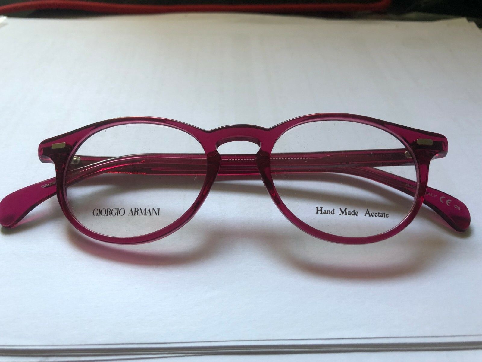 Giorgio Armani Giorgio Armani raspberry pink round demo eyeglass frame Size ONE SIZE - 1 Thumbnail