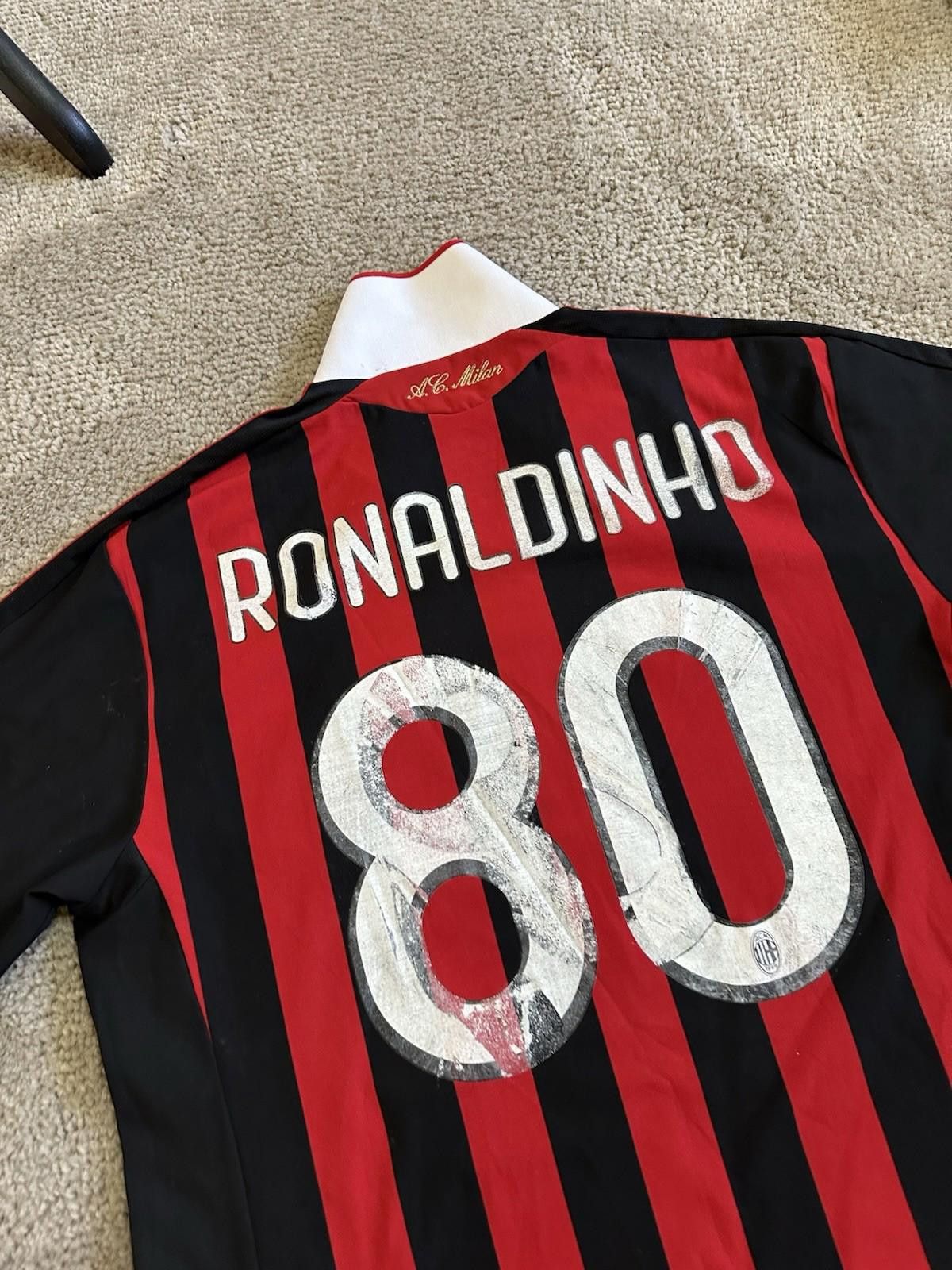 Adidas AC MILAN ITALY 2008/09 FOOTBALL SHIRT JERSEY #80 RONALDINHO Size US XL / EU 56 / 4 - 10 Thumbnail