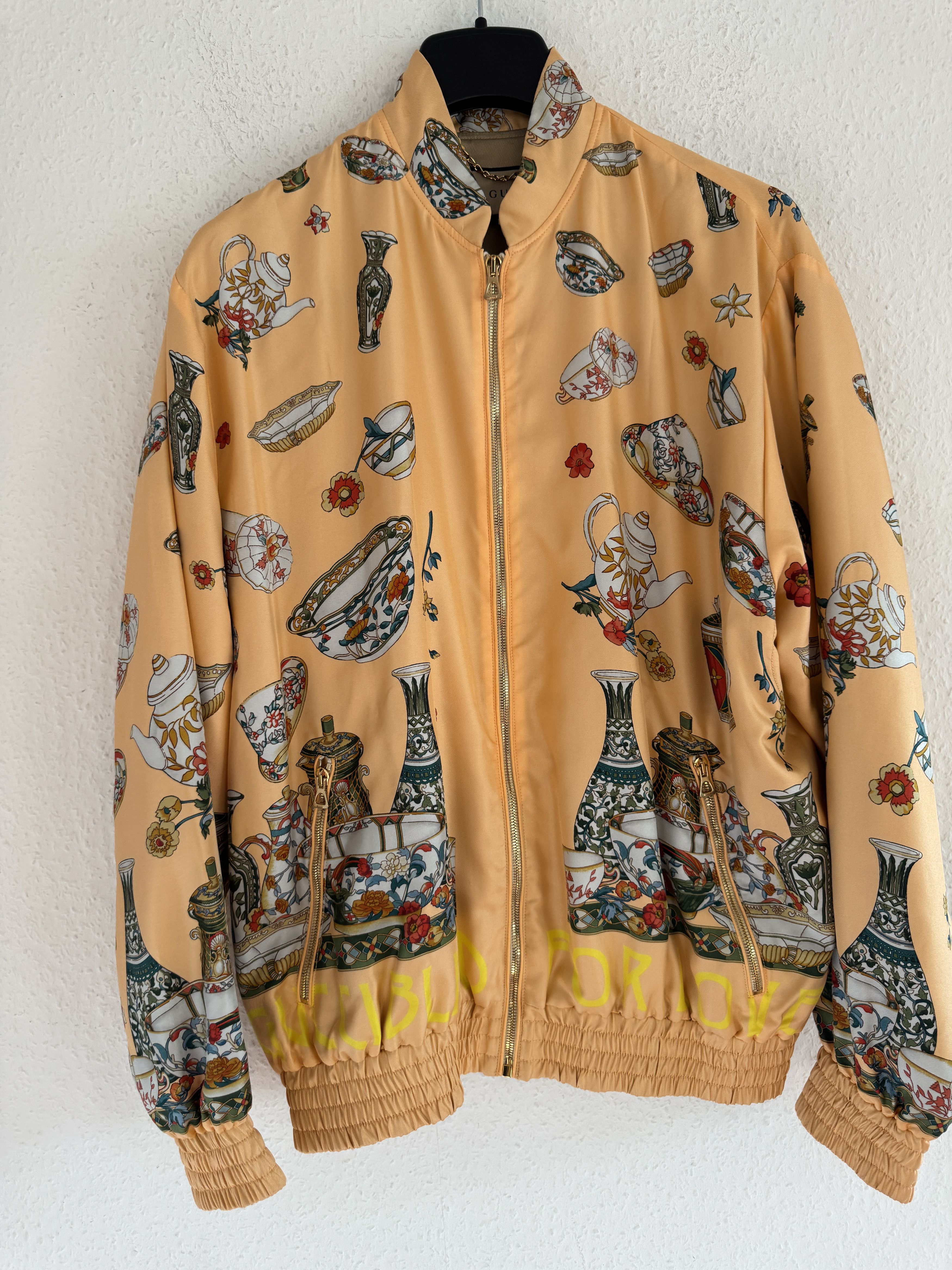 Gucci 1of1 SAMPLE Ceramic Print Silk Track Jacket Size US L / EU 52-54 / 3 - 7 Thumbnail