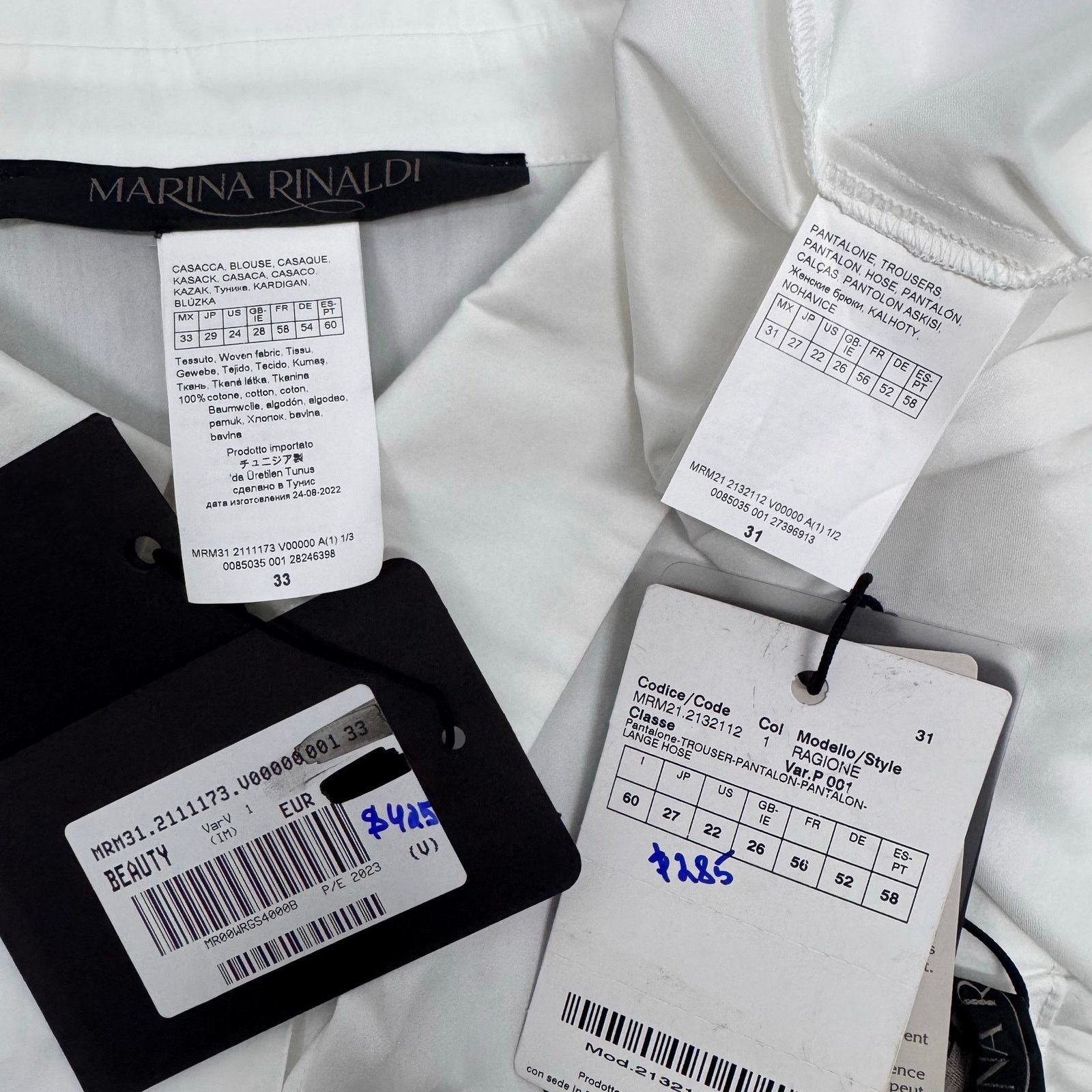 Marina Rinaldi Marina Rinaldi White Cotton Button Up Shirt & Pant Set Plus Size 3XL / US 20-22 - 10 Thumbnail