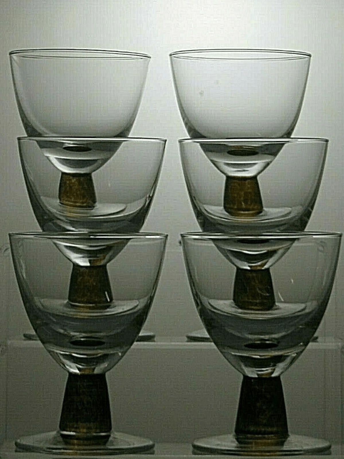 The Unbranded Brand 6 x Amber Stem Clear Bowl Wine/Water Goblets Glasses 5 1/8" Size ONE SIZE - 1 Thumbnail