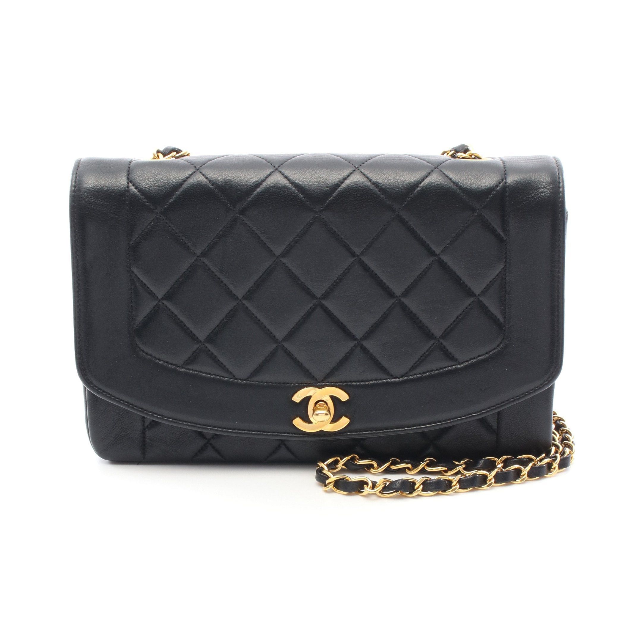 Chanel Chanel Matelasse Diana Flap Chain Shoulder Bag Lambskin Black Gold Hardware Size ONE SIZE - 1 Thumbnail