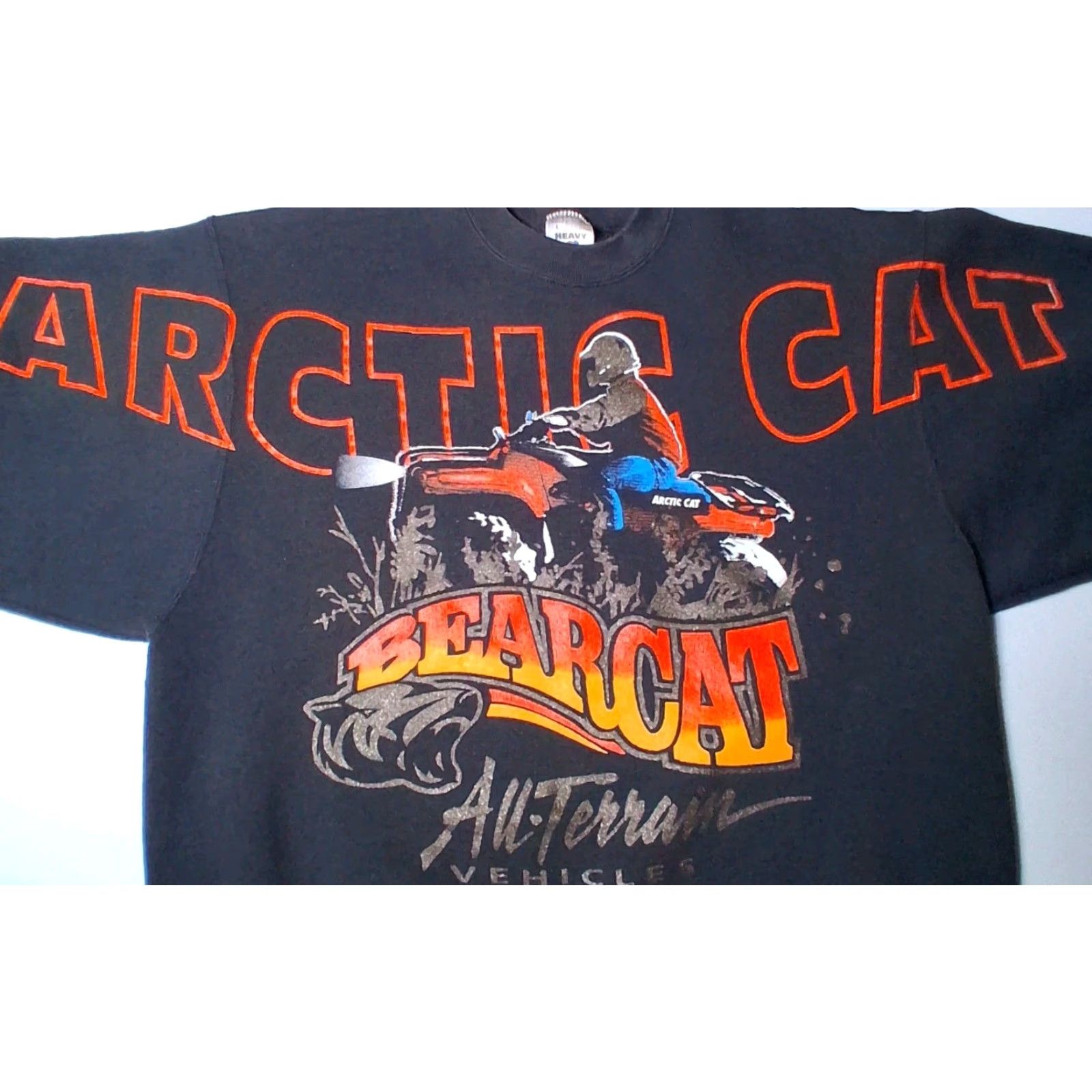 Fruit Of The Loom VINTAGE Arctic Cat Bearcat Sweatshirt Large Graphic Glitter Crewneck USA Mens L Black Cotton Blend Knit Pullover 90s ATV Bearcat Graphic - Vintage 90s Size US L / EU 52-54 / 3 - 2 Thumbnail