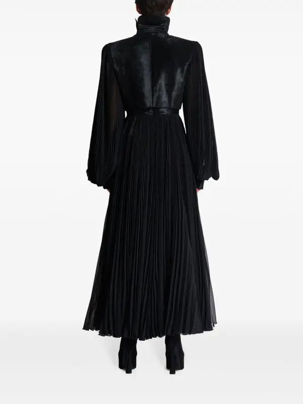 Balmain o1s1wg111025 Pleated Hi-neck Trench Coat in Black Size S / US 4 / IT 40 - 4 Thumbnail