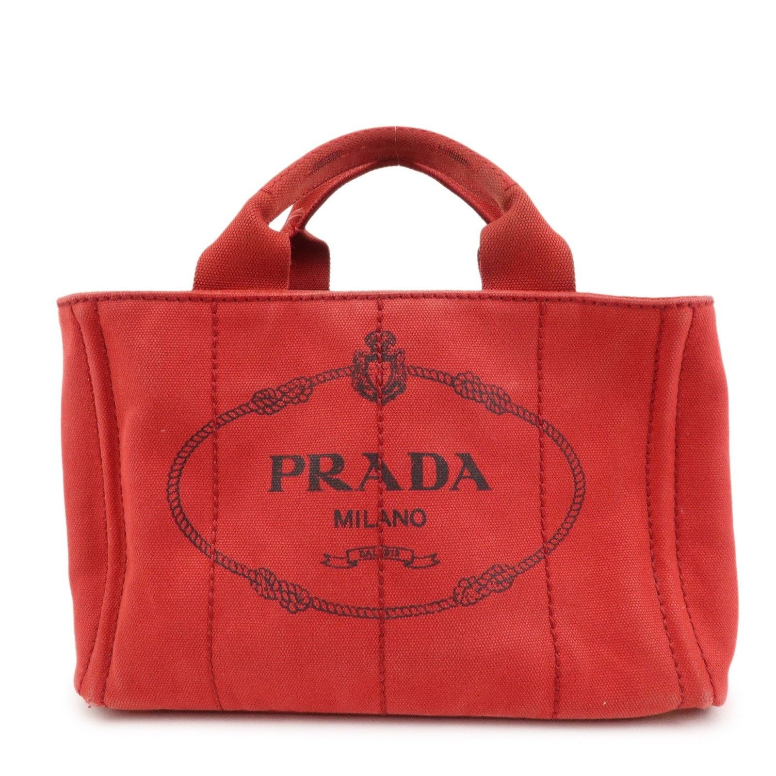 Prada Prada Canapa Mini Canvas Tote Red Size ONE SIZE - 1 Thumbnail