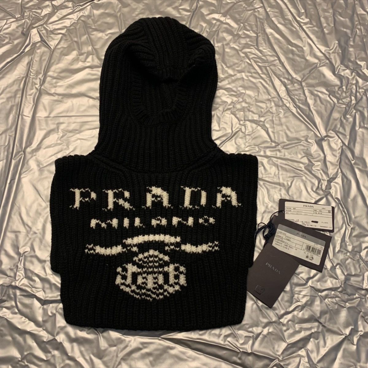 Prada Prada Logo Intarsia Knit Balaclava Size ONE SIZE - 1 Thumbnail