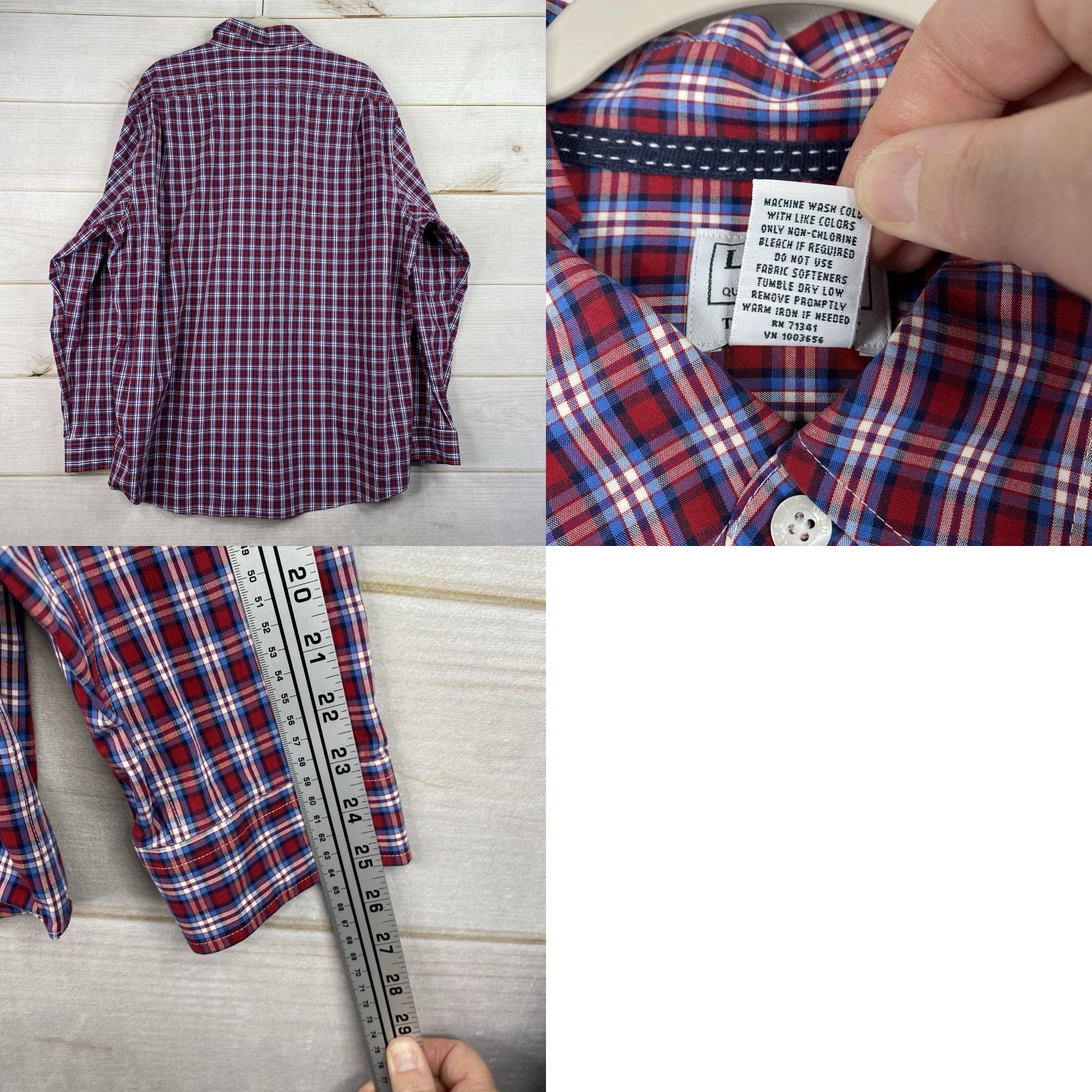 Vintage L.L. Bean Shirt Mens XL Red White Blue Plaid Traditional Fit Button-Down Long Sleeve Casual Shirt Mens XL Plaid Cotton USA Classic Button-Up Size US XL / EU 56 / 4 - 8 Thumbnail