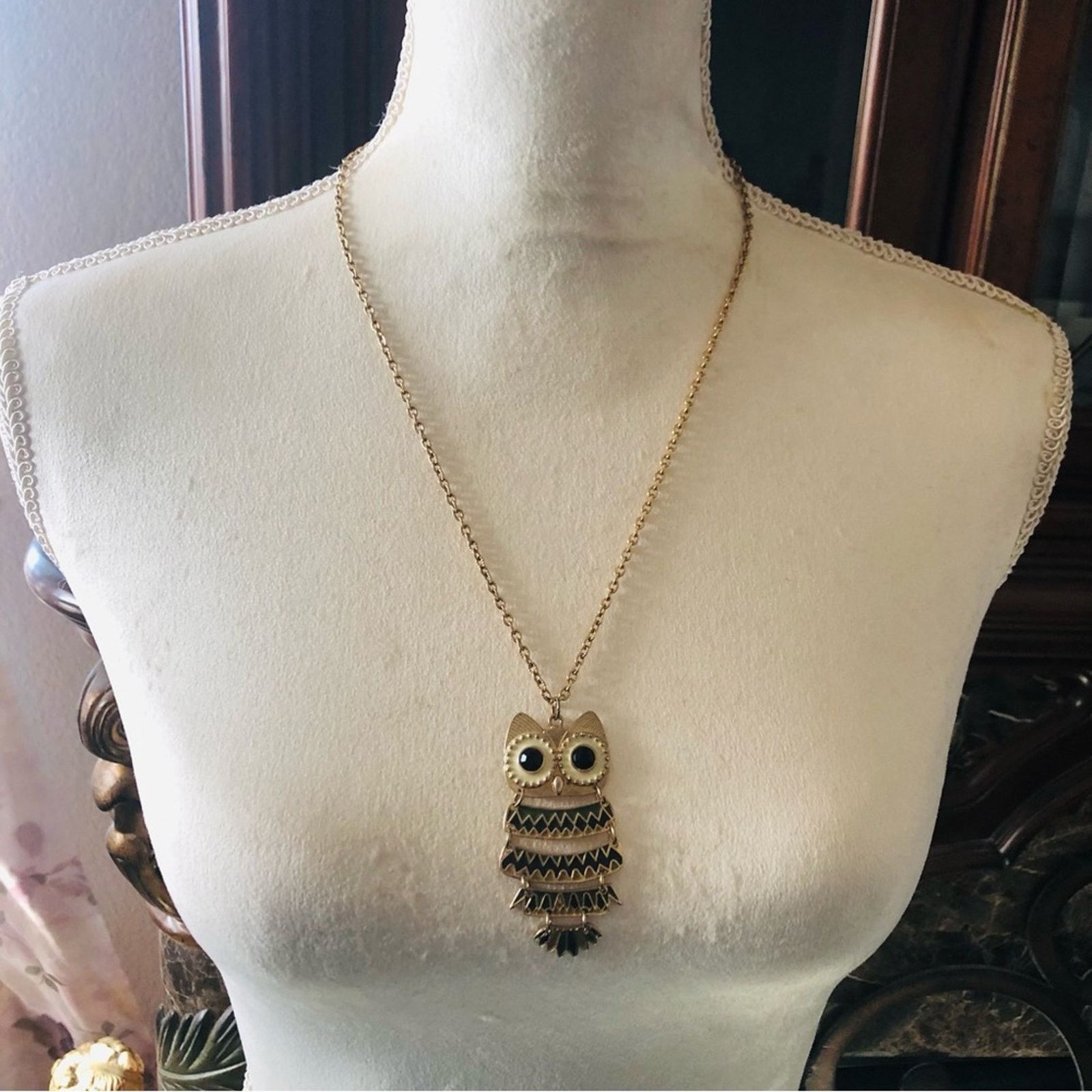 Jewelry Modern vintage articulated owl pendant on chain necklace Size ONE SIZE - 3 Thumbnail