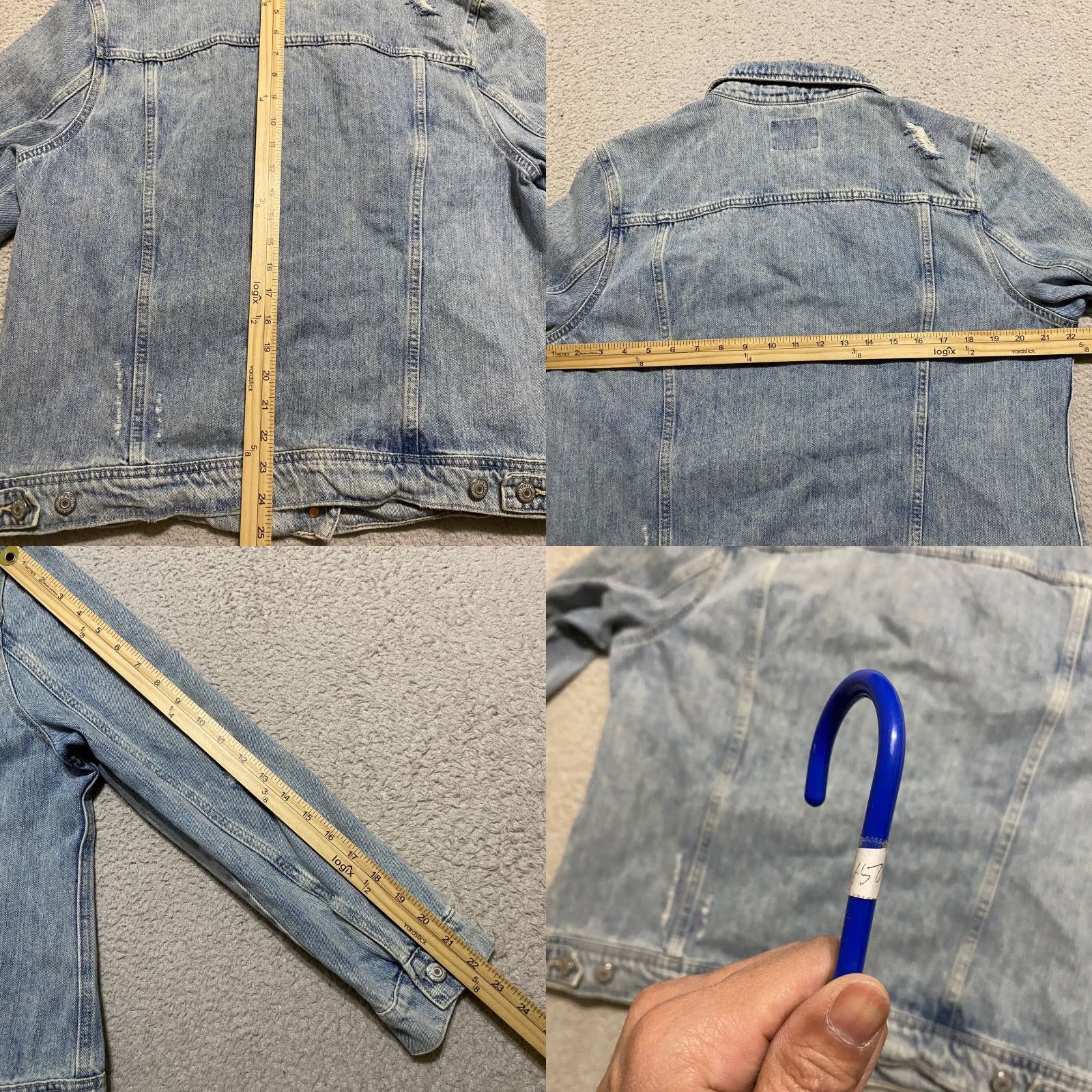 Old Navy VINTAGE Old Navy Womens XL Jean Jacket Blue Denim Button Up Trucker Pockets Distressed Size 40" / US 18 - 8 Thumbnail