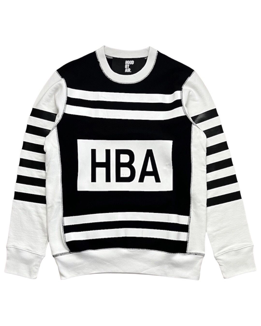 image of HBA Hood By Air Striped Crewneck in Black, Men's (Size Small)