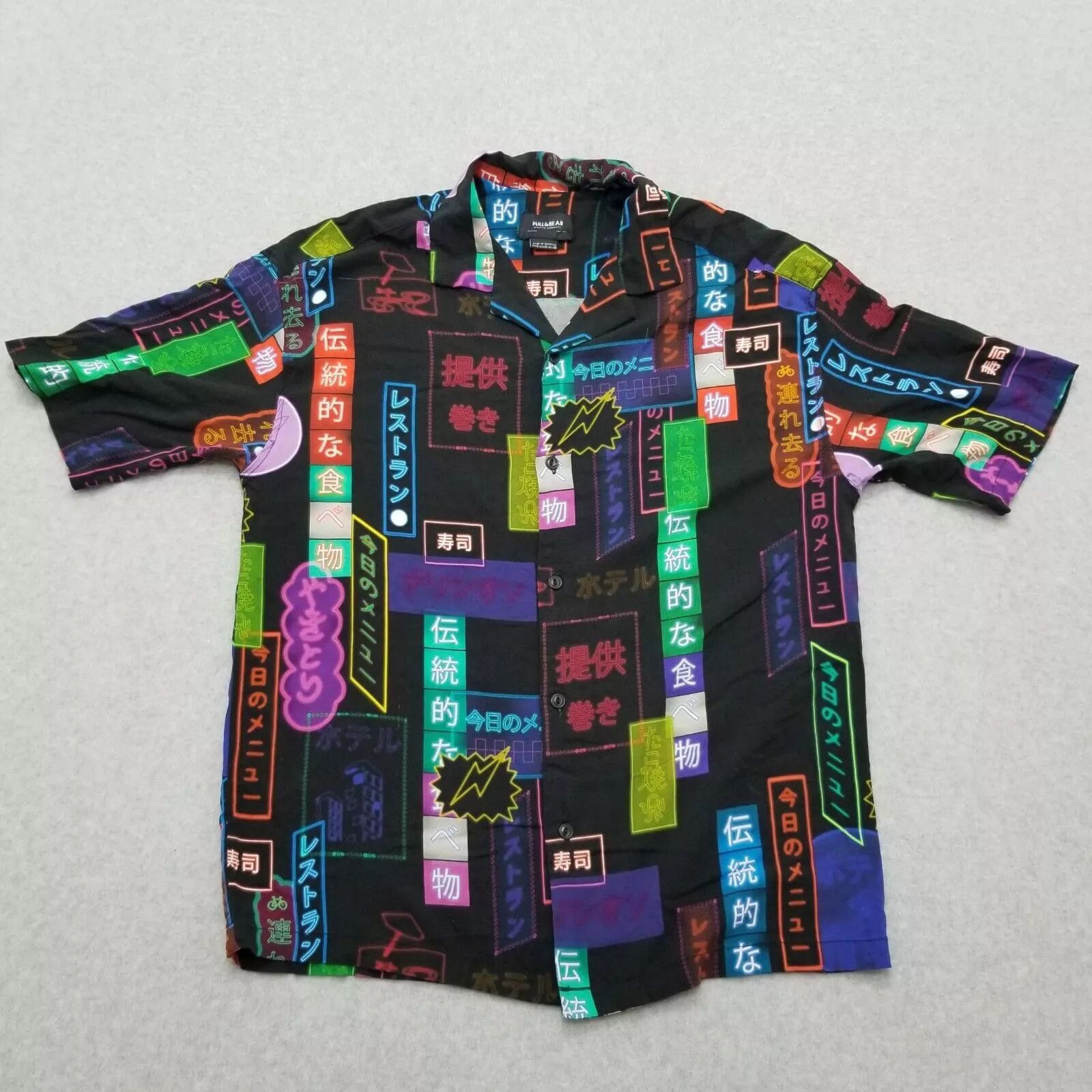 Pull & Bear Pull & Bear Shirt Mens Small Button Up Neon Lights Signs Size US S / EU 44-46 / 1 - 1 Thumbnail