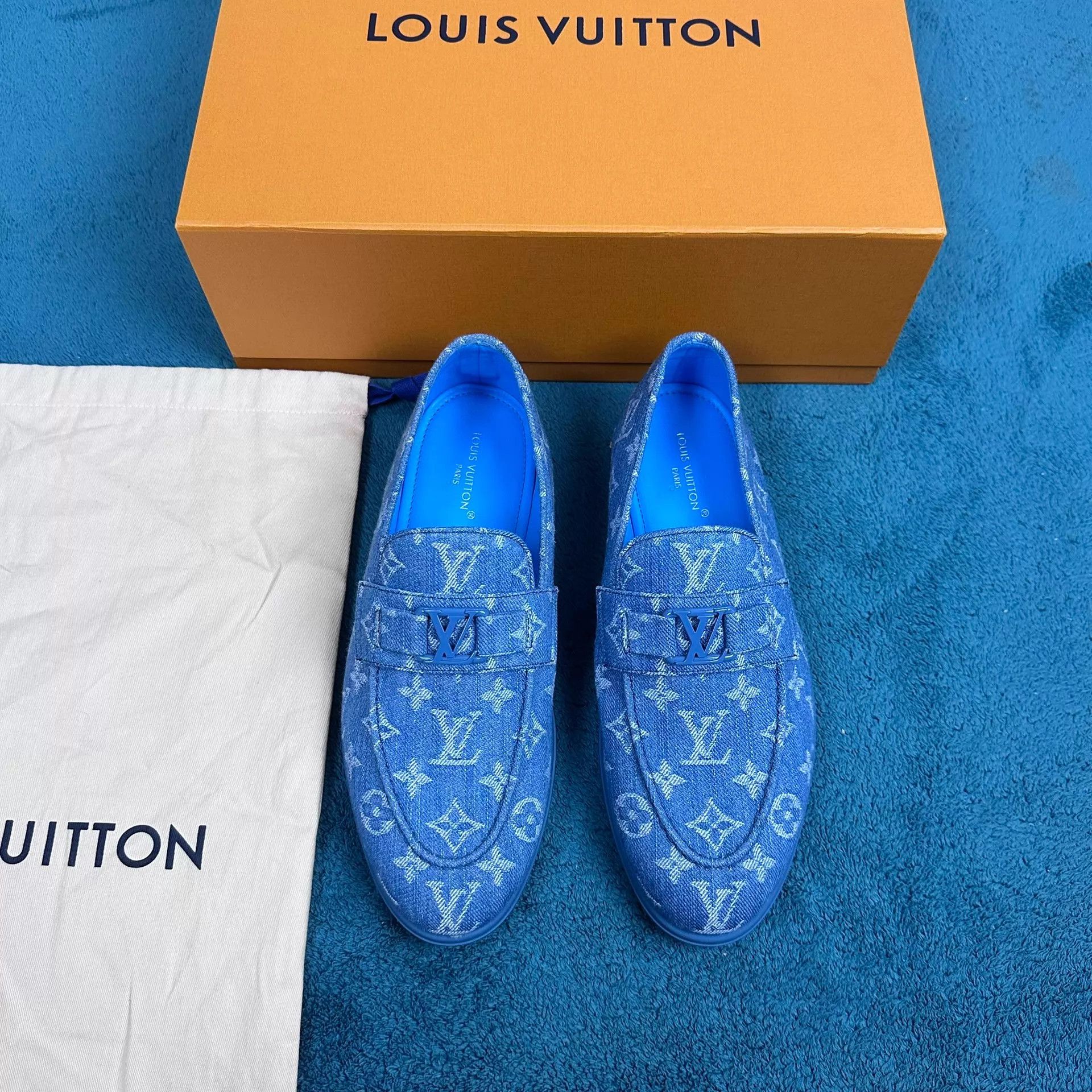 Louis Vuitton LV Estate Allover Print Slipon Loafer Blue 6.5/40.5 Size US 7.5 / EU 40-41 - 1 Thumbnail