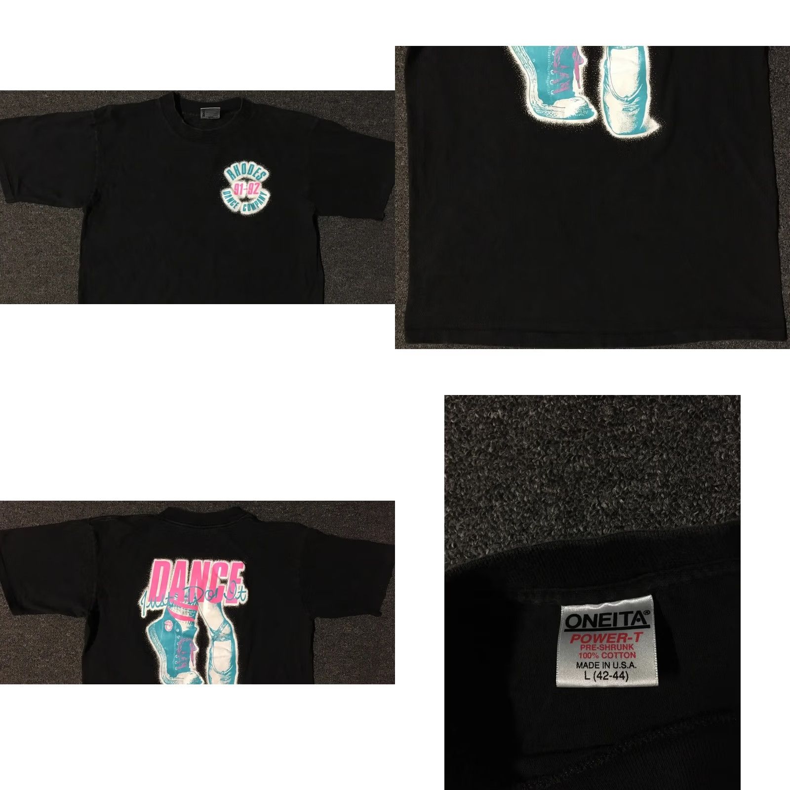 Just Don VINTAGE Rhodes Dance Just Do It Faded Shirt M Black Logo Single Stitch T-Shirt Men Short Sleeve Crew Neck 90s Grunge Retro USA Size US M / EU 48-50 / 2 - 8 Thumbnail