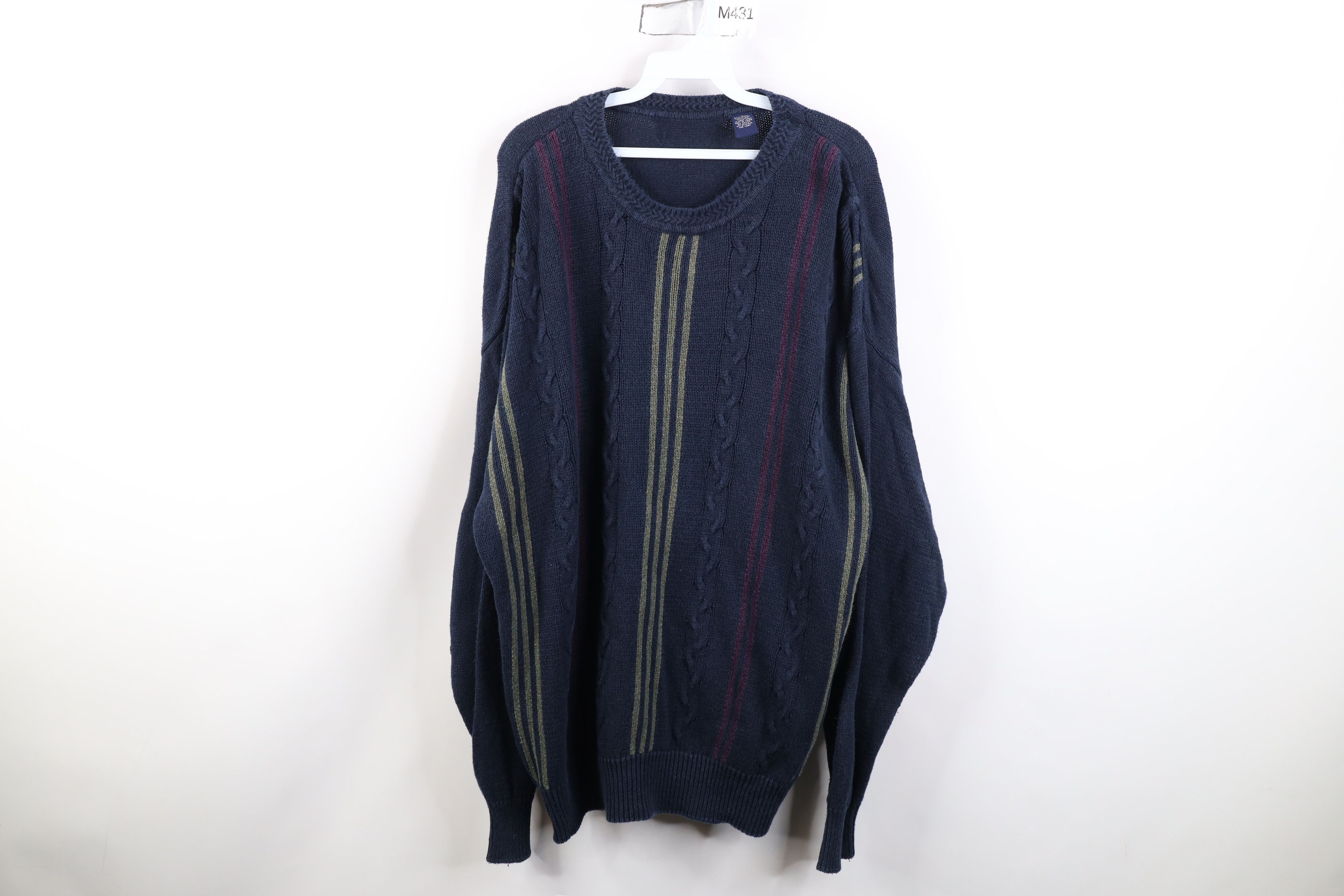 Vintage Vintage 90s Streetwear Chunky Ribbed Cable Knit Sweater Size US XL / EU 56 / 4 - 1 Thumbnail