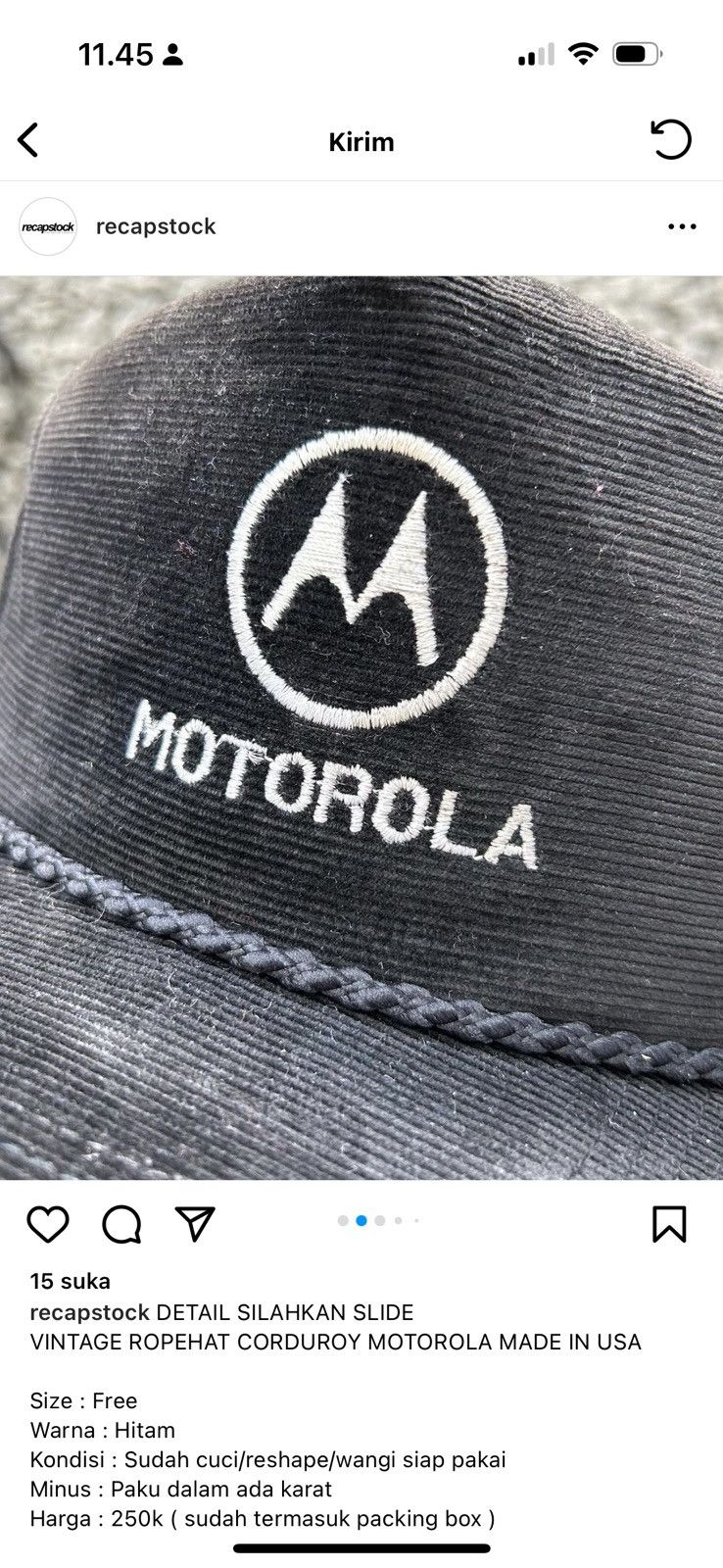 Motorola × Vintage Vintage hat Motorola Size ONE SIZE - 1 Thumbnail