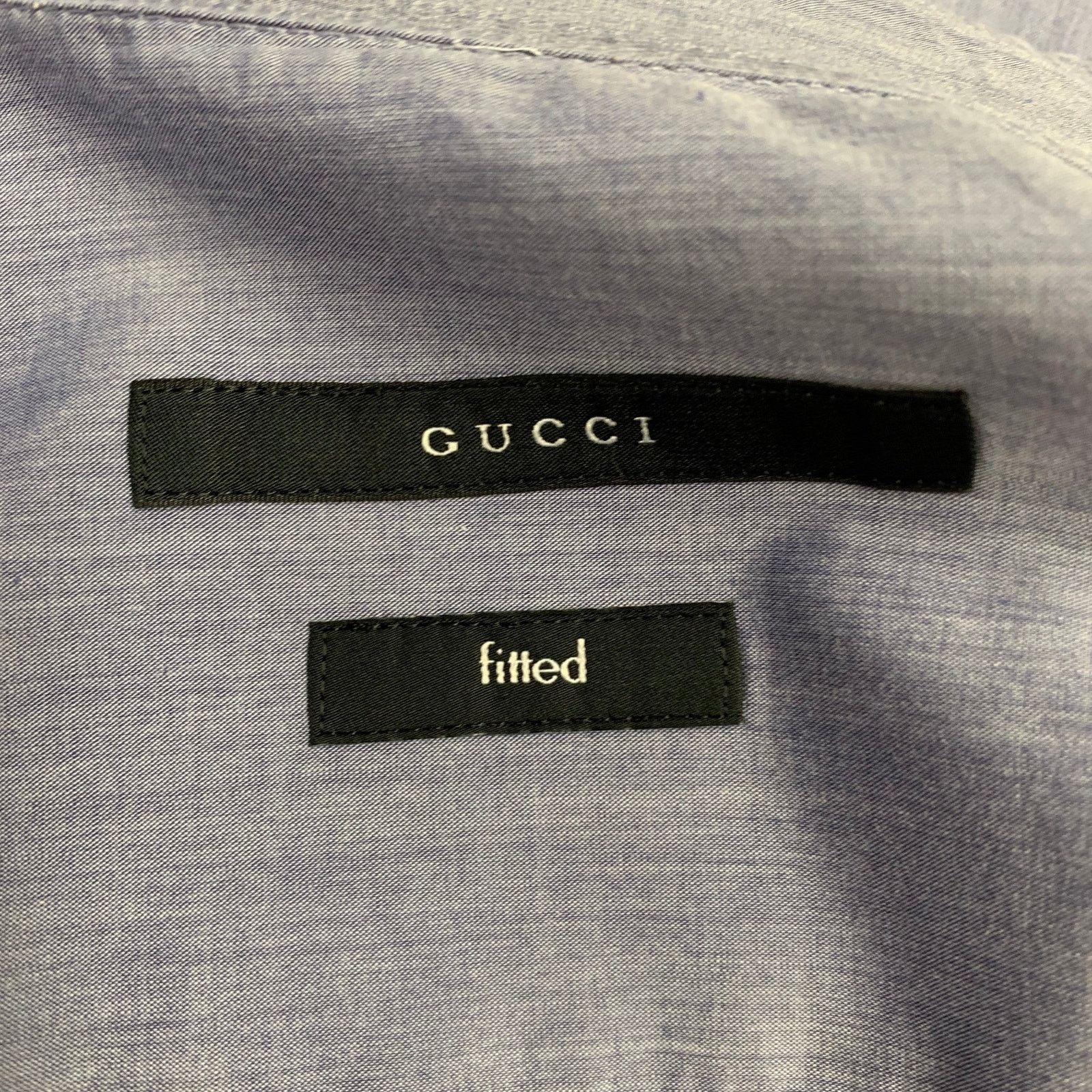 Gucci GUCCI Size L Blue Grey Fitted Button Up Long Sleeve Shirt Size US L / EU 52-54 / 3 - 4 Thumbnail