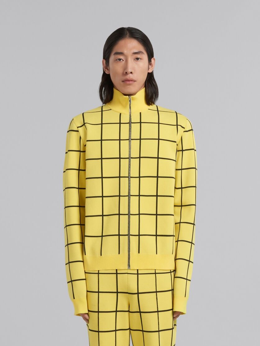 Marni o1w1db10125 Checked Viscose High Neck Cardigan in Yellow Size US M / EU 48-50 / 2 - 2 Thumbnail