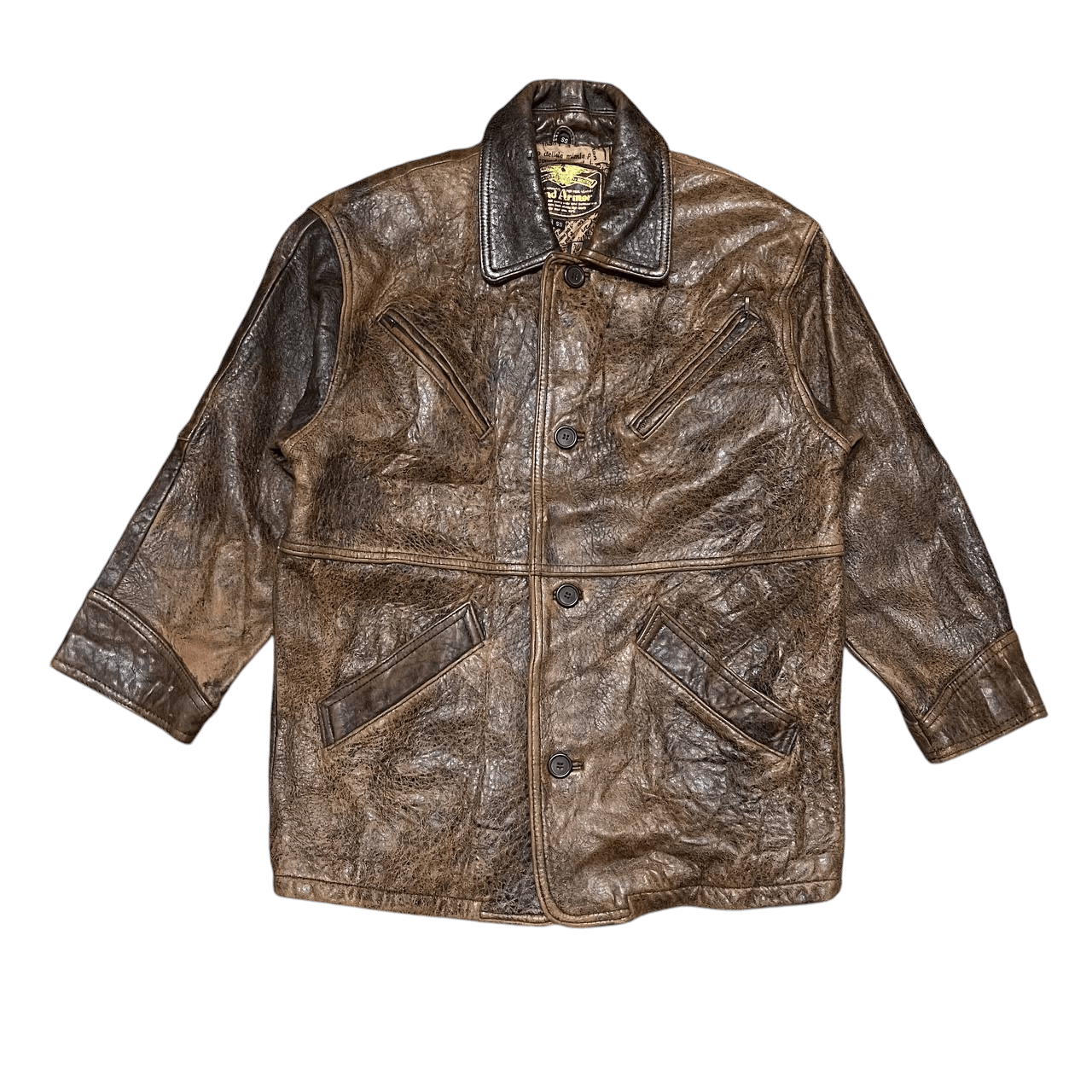 Japanese Brand Vintage Wind Armor Button Leather Jacket | Grailed