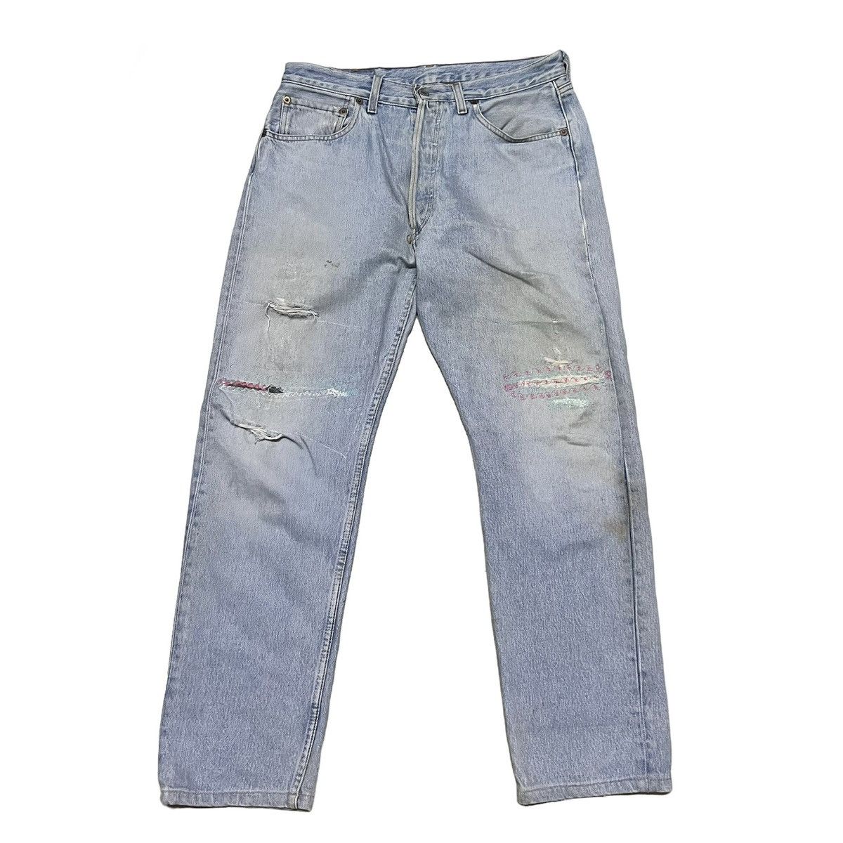 Levi's Vintage Distressed Levis 501 Denim Jeans Size US 31 - 1 Thumbnail