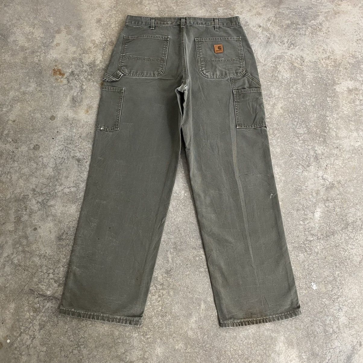 Carhartt Vintage Carhartt Moss Green Carpenter Workwear Pants Size US 34 / EU 50 - 13 Thumbnail