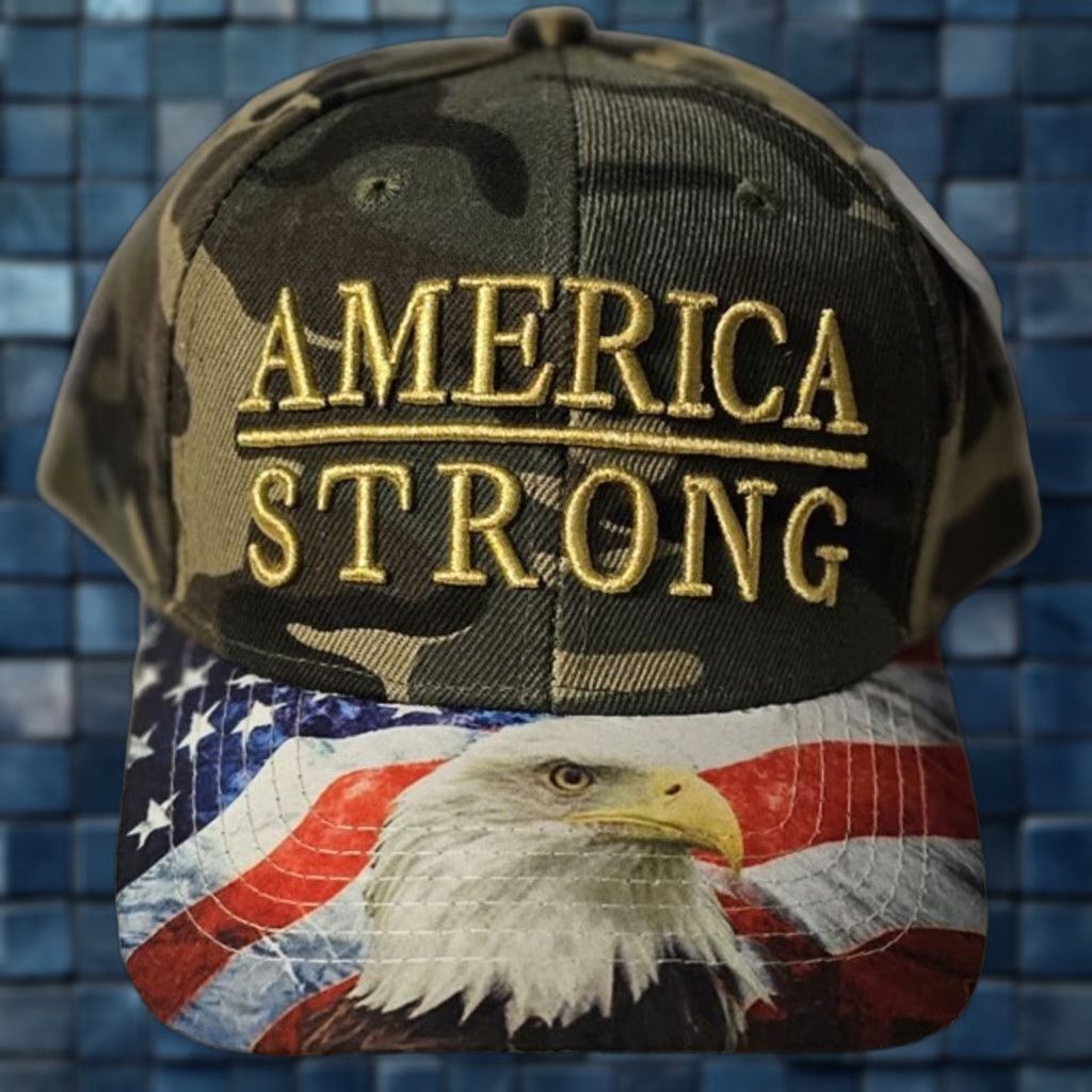 Vintage EAGLE AMERICA STRONG USA FLAG PATRIOTIC BIRD SNAPBACK BASEBALL CAP CAMOUFLAGE Size ONE SIZE - 1 Thumbnail