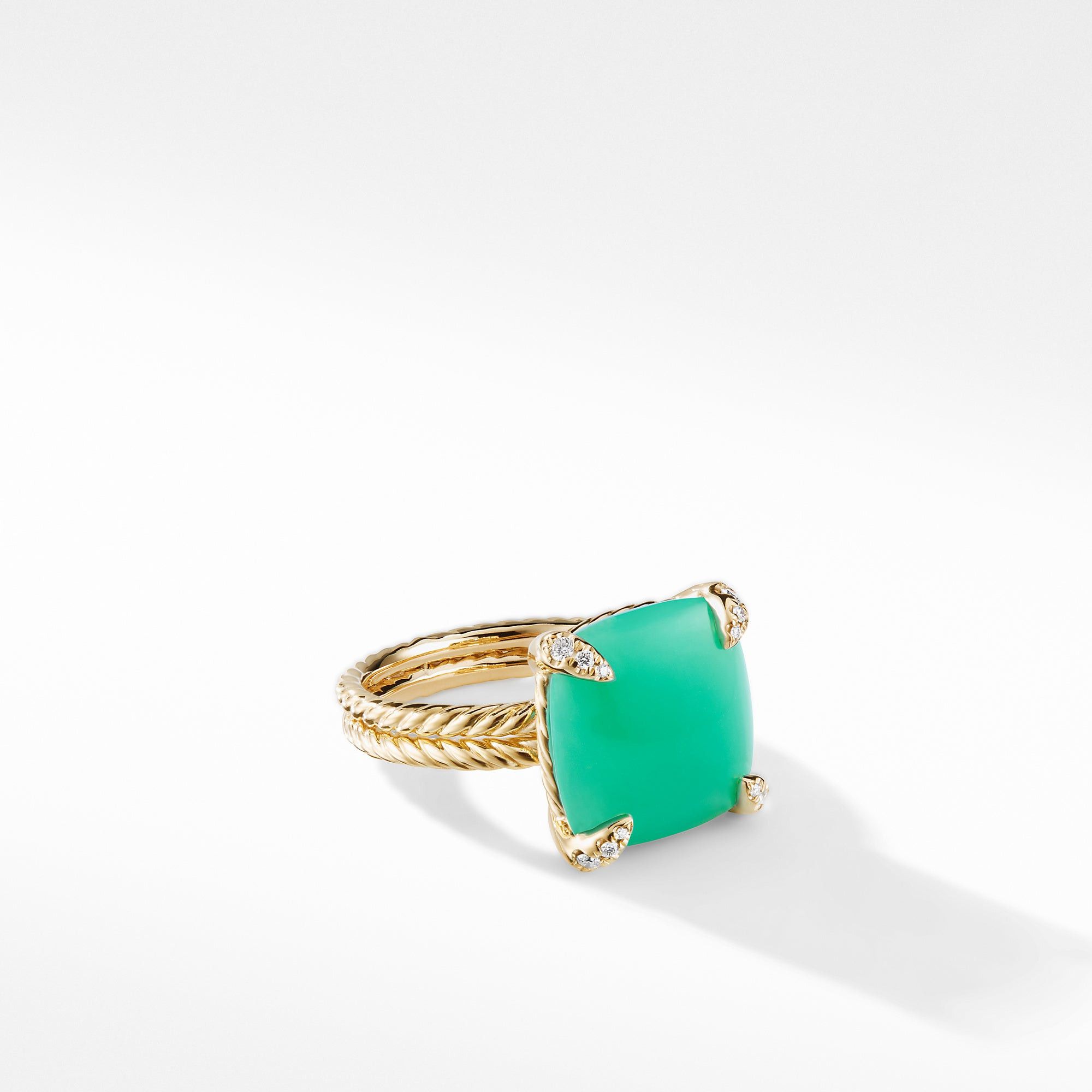 David Yurman o1w1db10325 Ring with Chrysoprase and Diamonds in 18K Gold Size ONE SIZE - 1 Preview
