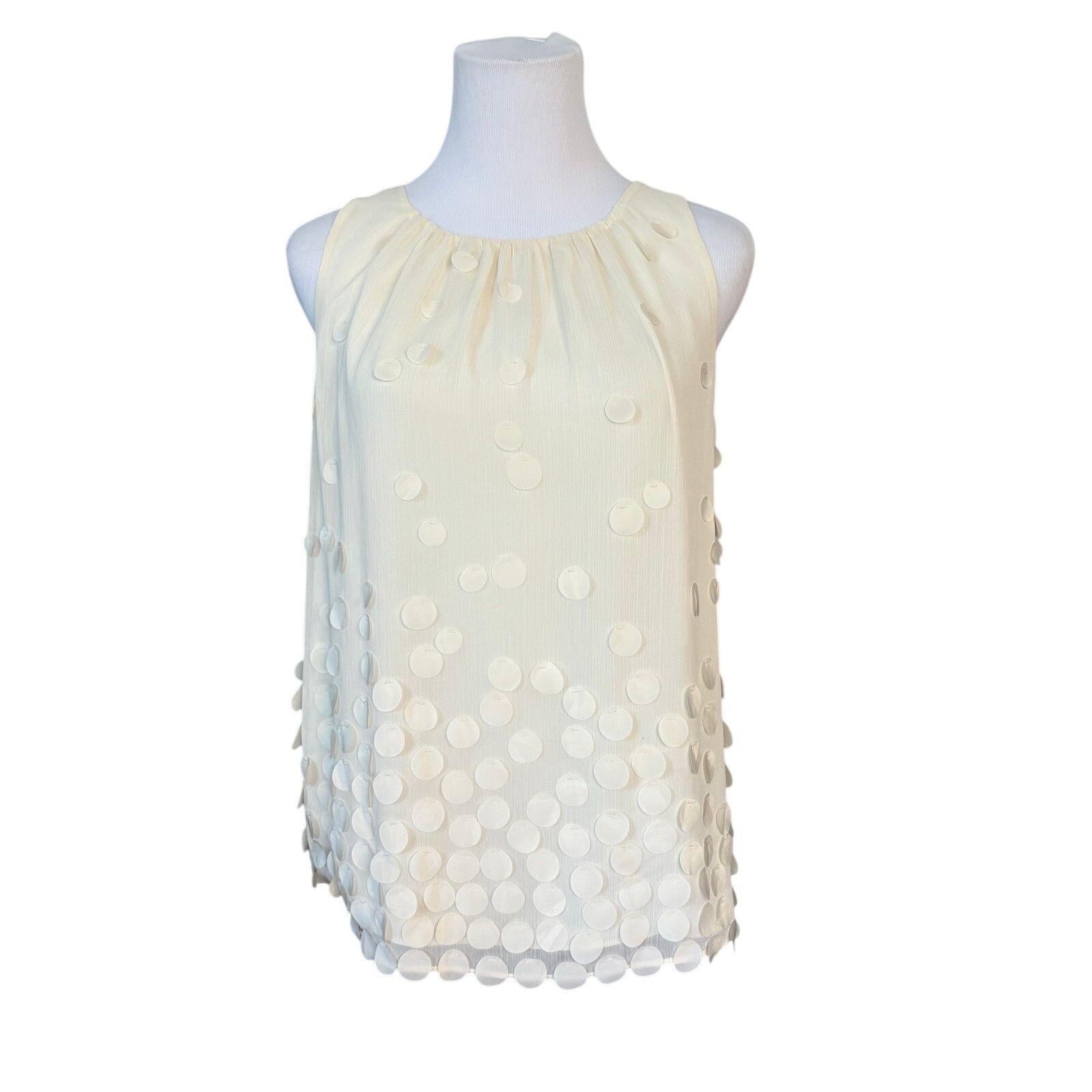 Other Talbots Cream Sleeveless Circle Flutter Blouse 8 Glam Size M / US 6-8 / IT 42-44 - 1 Thumbnail