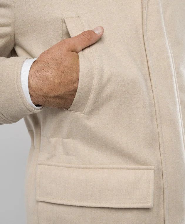 o1w1db10226 Cashmere Hooded Jacket in Beige