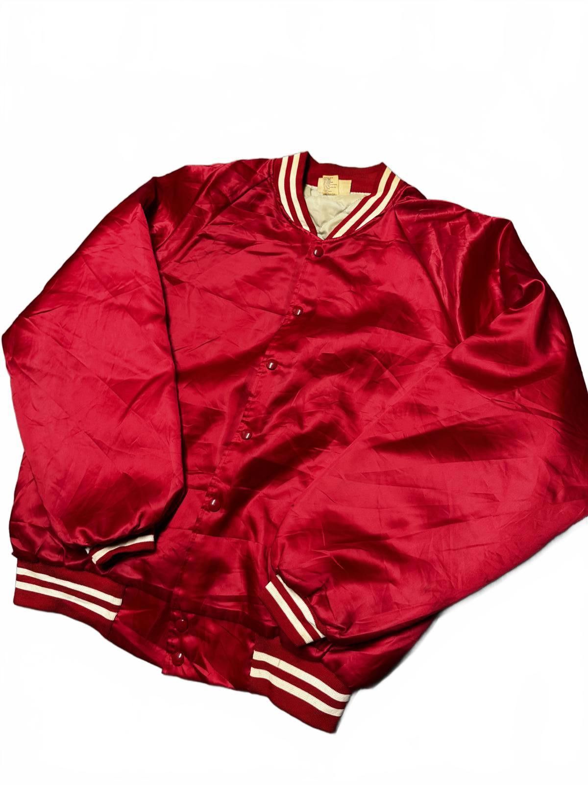 Designer Stylish Red Satin Jacket with White Stripes Size US L / EU 52-54 / 3 - 2 Thumbnail