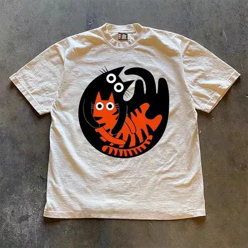 Other White loose cat print short sleeve T-shirt Size US S / EU 44-46 / 1 - 5 Thumbnail