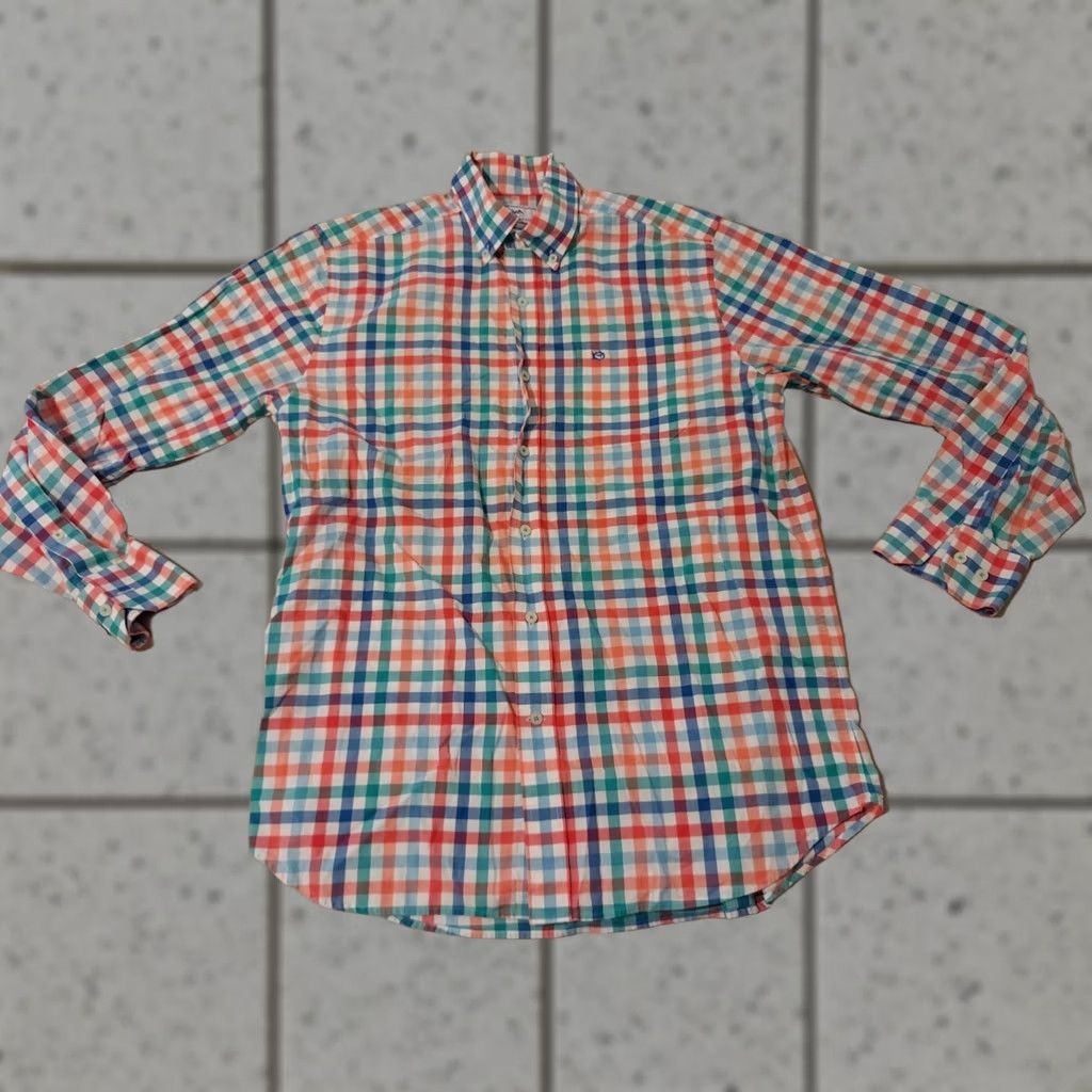 Southern Tide Mens Southern Tide Shirt Medium Red Blue Green Plaid Button Size 40R - 1 Thumbnail