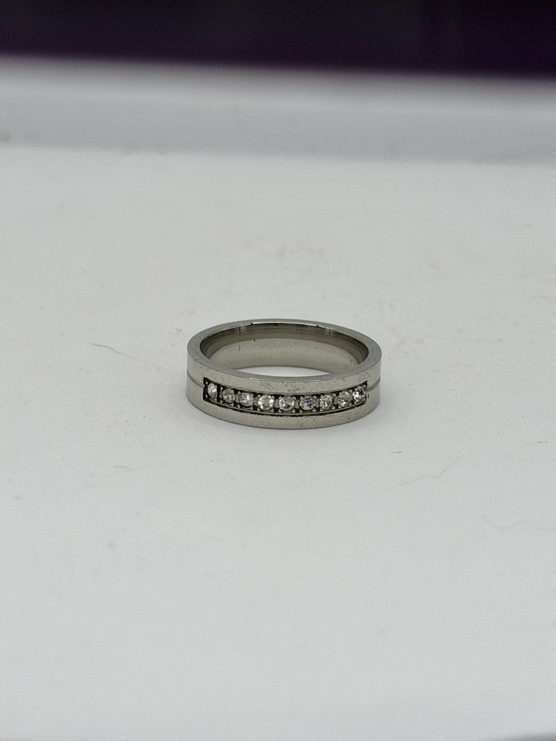 Jewelry 9 Czs Band Stainless Steel Ring - Size 10 Size ONE SIZE - 5 Thumbnail