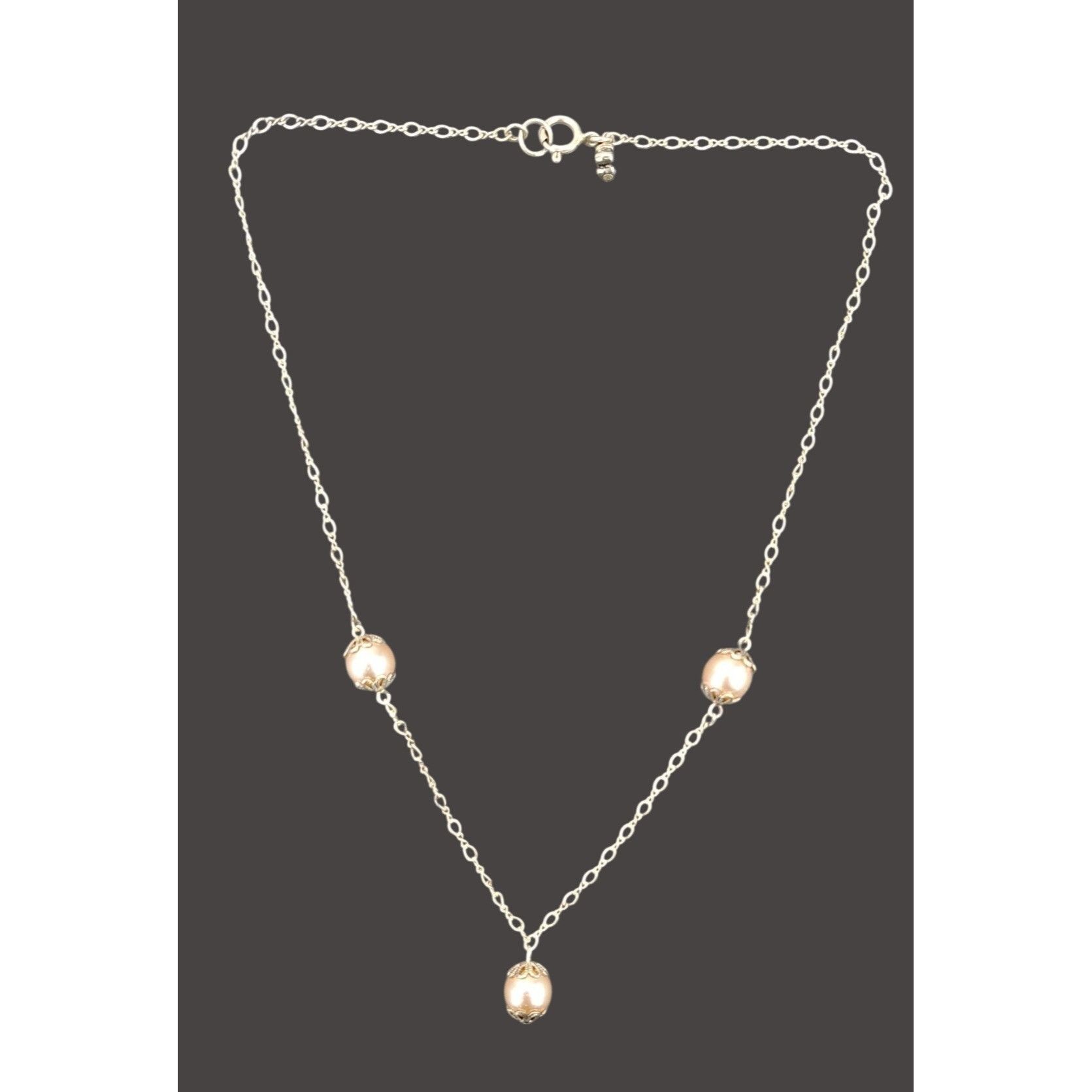 Vintage Vintage Sterling Silver Necklace Faux Pearls 16 Inches Long Size ONE SIZE - 7 Thumbnail