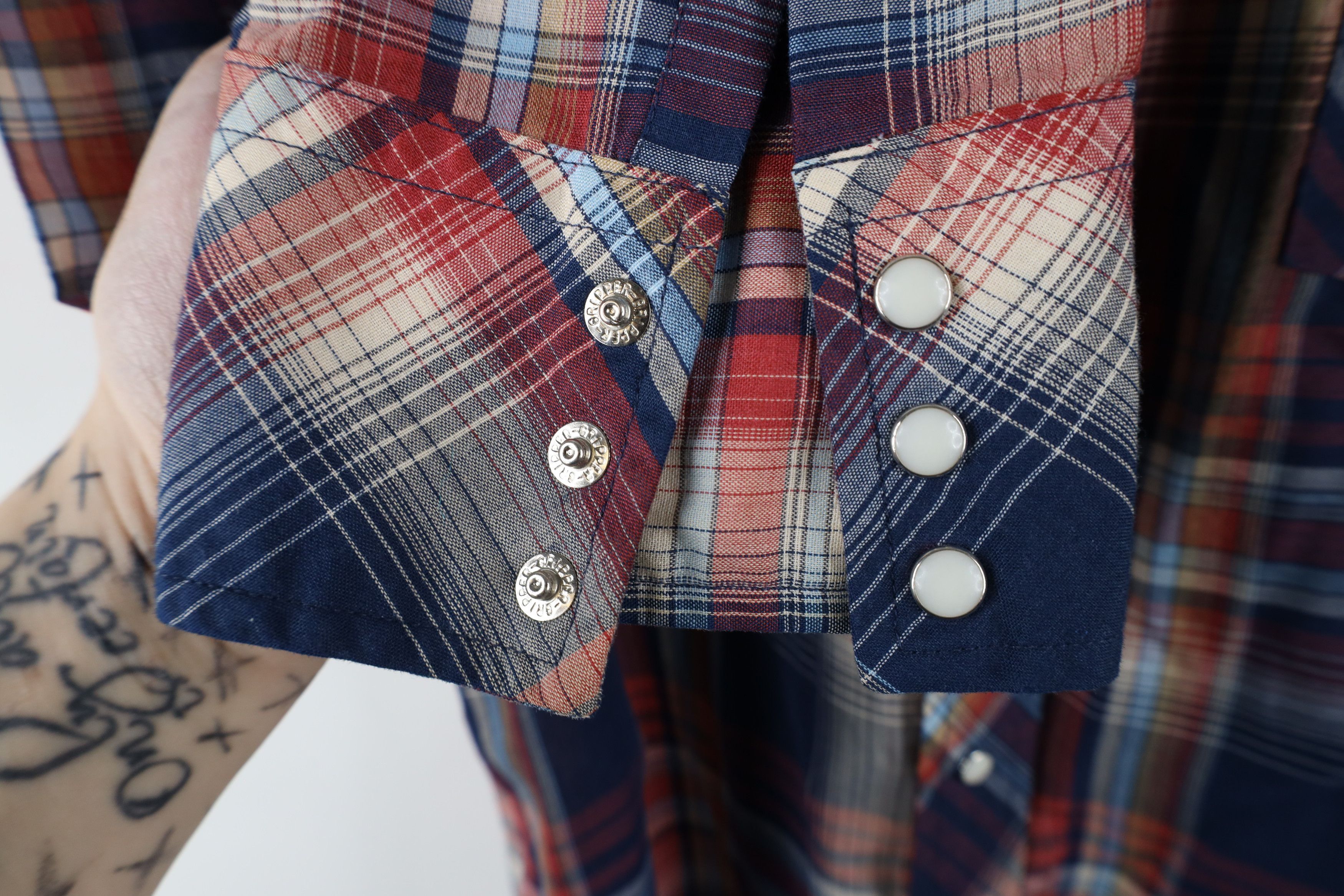 Vintage × Wrangler Vintage 70s Wrangler Western Pearl Snap Button Shirt Plaid Size US L / EU 52-54 / 3 - 8 Thumbnail